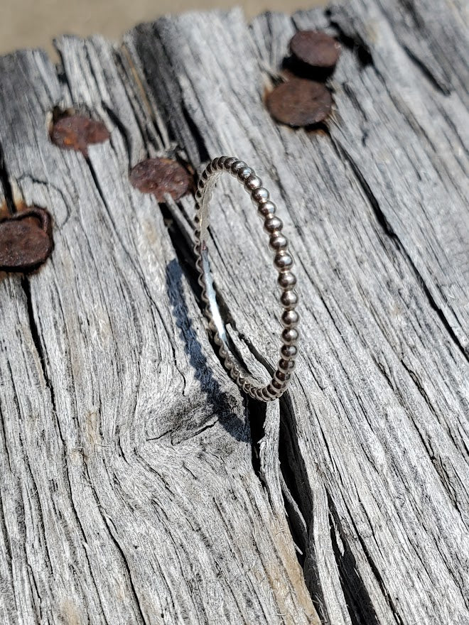The Belle: Sterling Silver Bead Ring, Western Style Ring for Stacking, Simple Silver Ring
