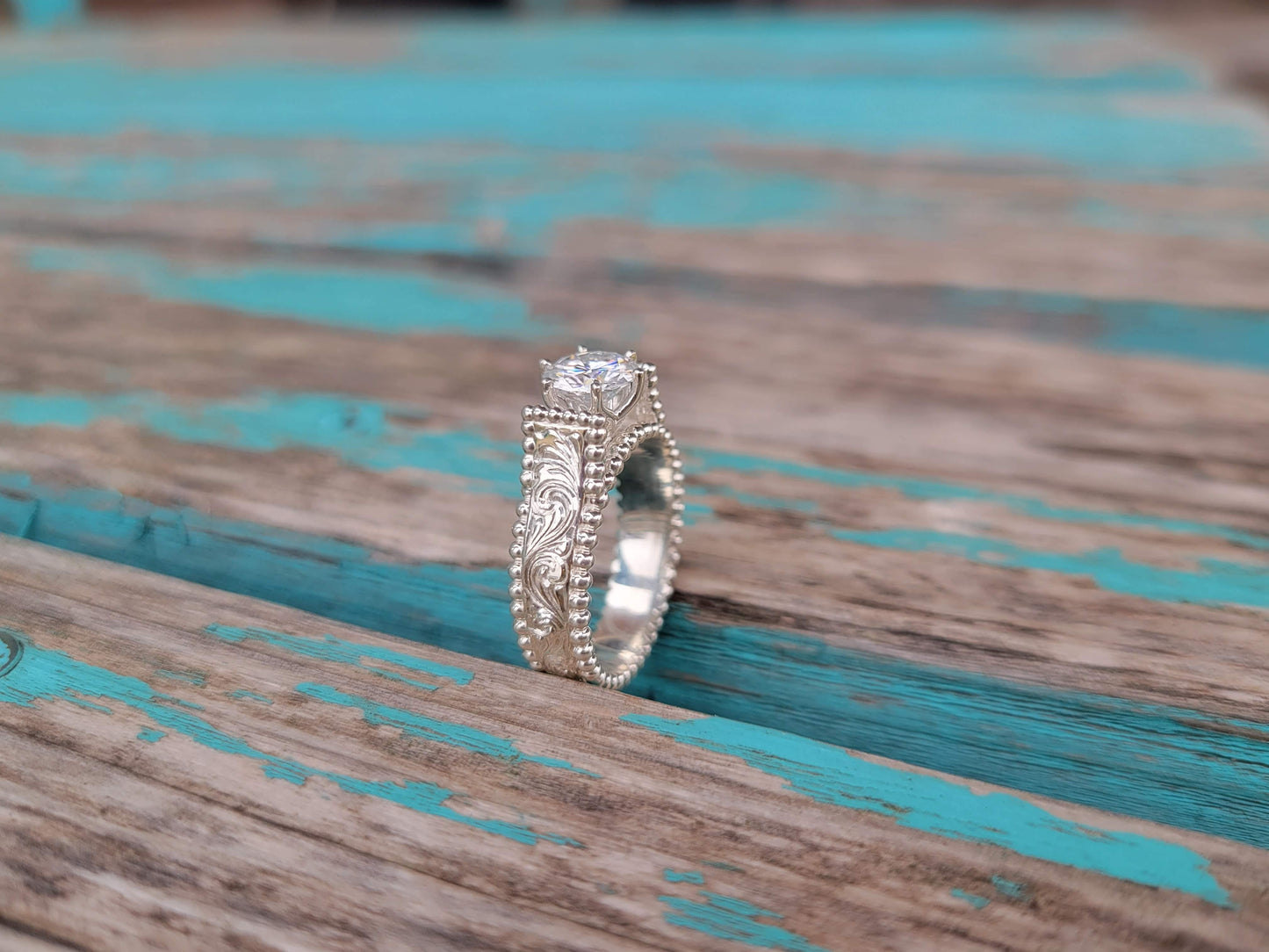 The Taylor: Sterling Silver or 14K White Gold Western Engagement Ring, Cowgirl wedding rings, sterling silver engagement ring, Unique Handmade Engagement Ring