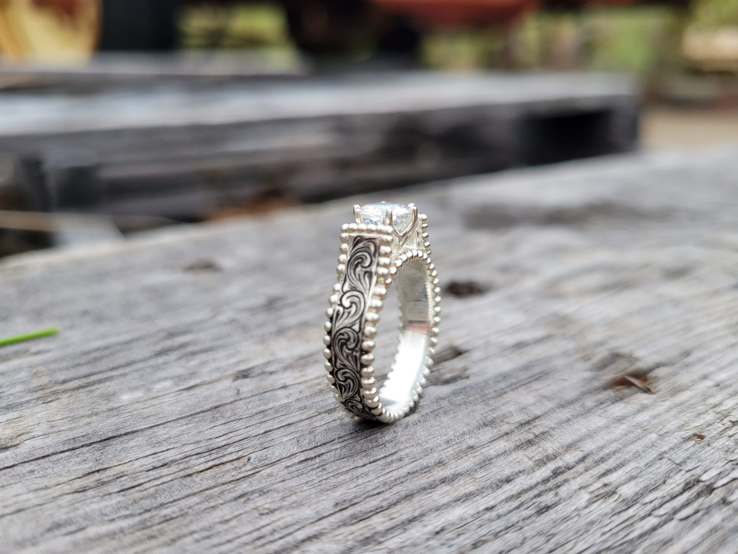 The Taylor: Sterling Silver or 14K White Gold Western Engagement Ring, Cowgirl wedding rings, sterling silver engagement ring, Unique Handmade Engagement Ring
