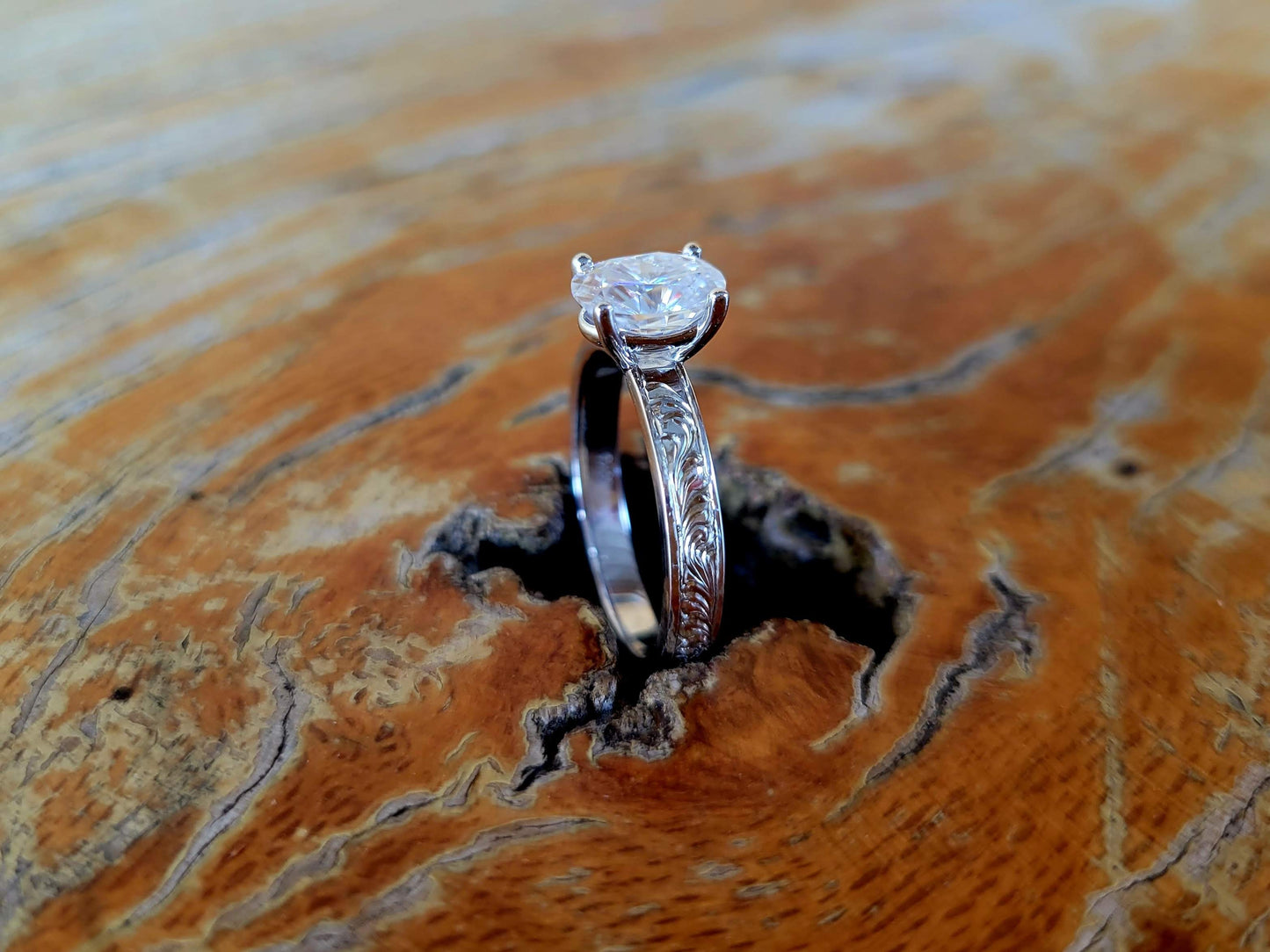 The Tara: 10K, 14K or 18K White Gold Oval Engagement Ring, Western Engagement Ring, Cowgirl Ring, Western Wedding Ring