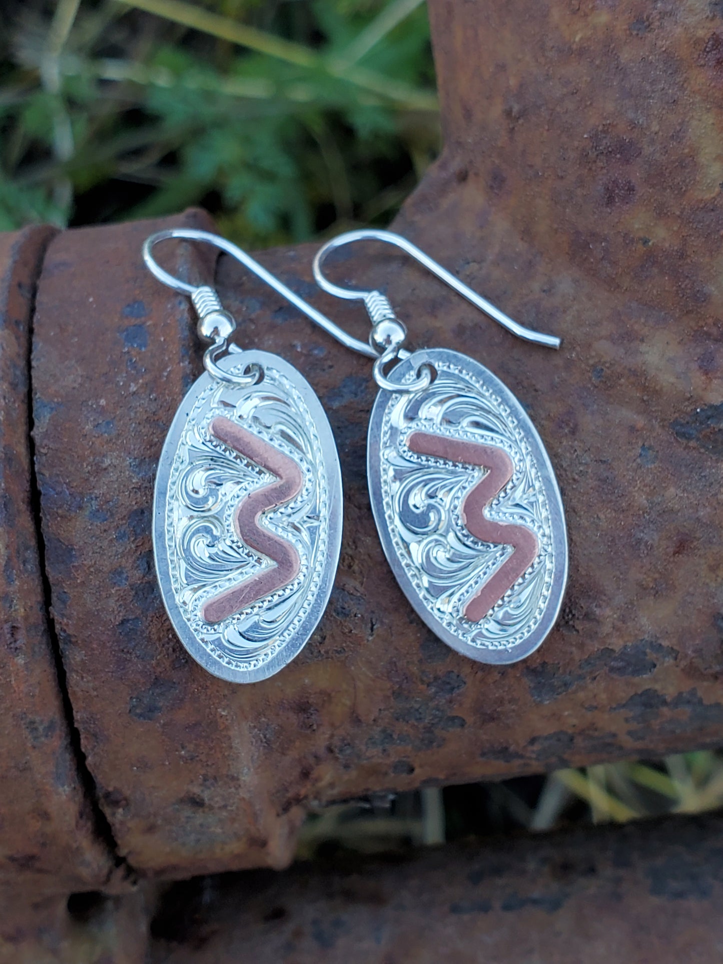 Oval Brand Earrings: Custom Brand or Initial Earrings, Hand-Engraved Oval Earrings, Custom Dangle Earrings, Cowgirl Jewelry, Western Earrings, Oval Dangle Earrings