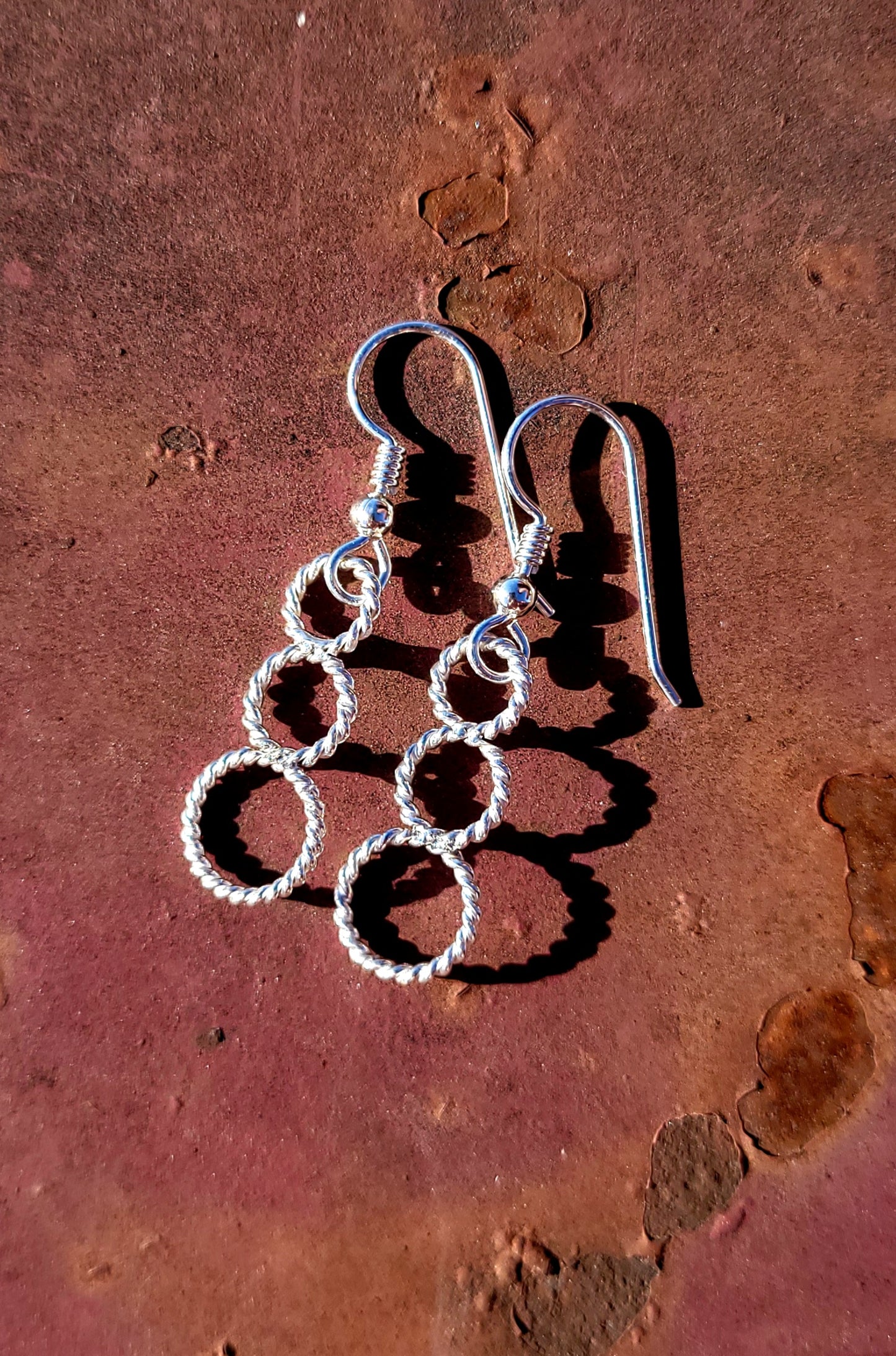 Abstract Circle Earrings, Western rope earrings, sterling silver cowgirl earrings, stylish western earrings
