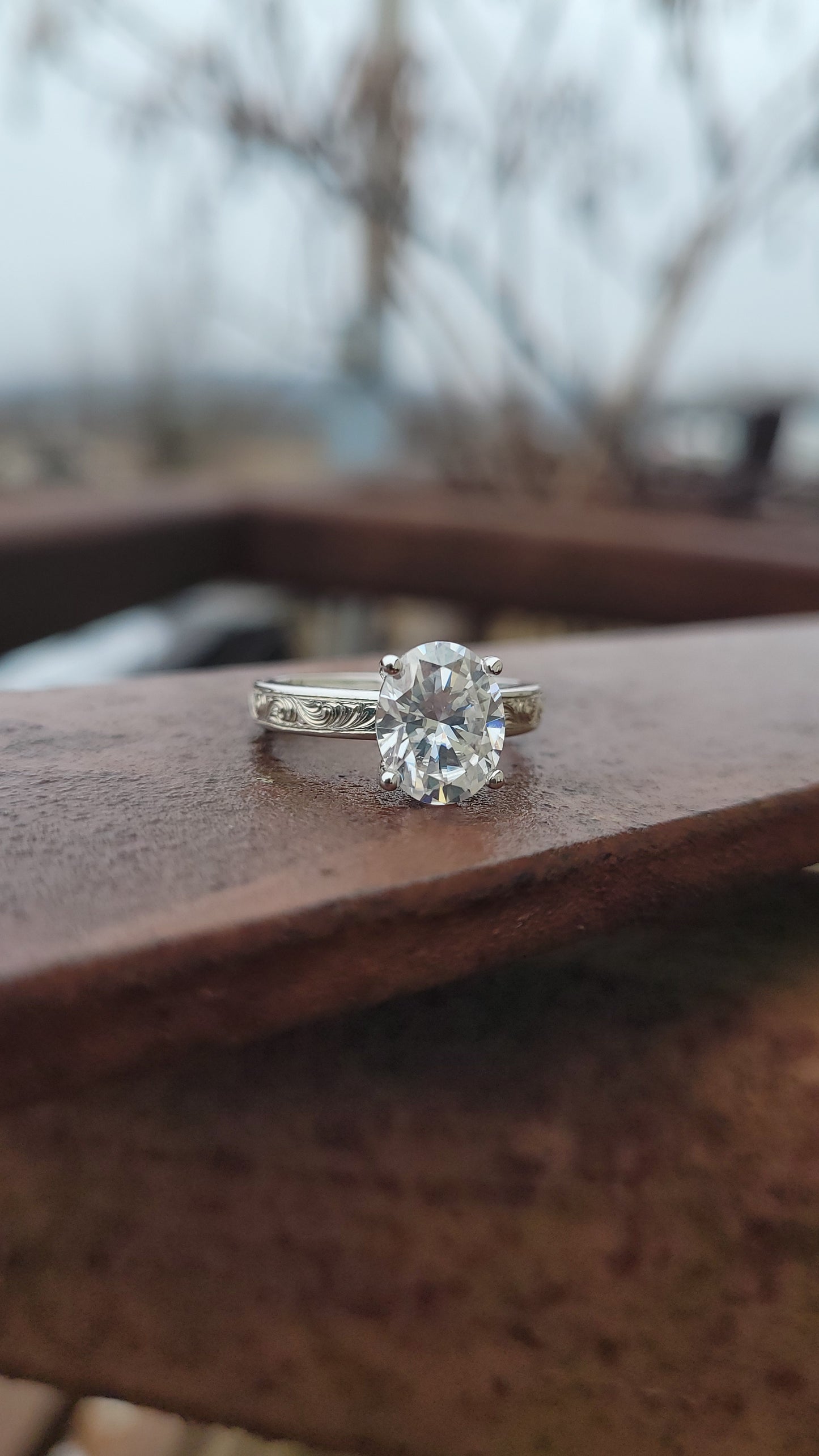 The Tasha: 2 ct. 10K White Gold Oval Engagement Ring, Western Engagement Ring, Cowgirl Ring, Western Wedding Ring, White gold engagement ring