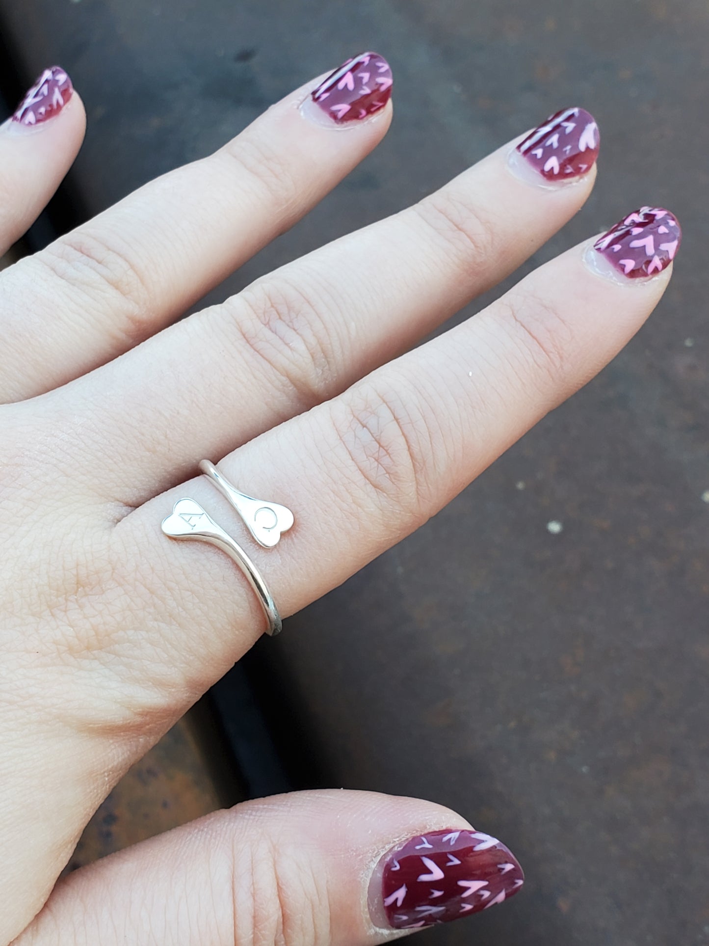 Perfect Together: Heart Initial Ring, Valentine's Day Jewelry, Engraved Initial Jewelry, Dainty Heart Ring, Cowgirl Ring