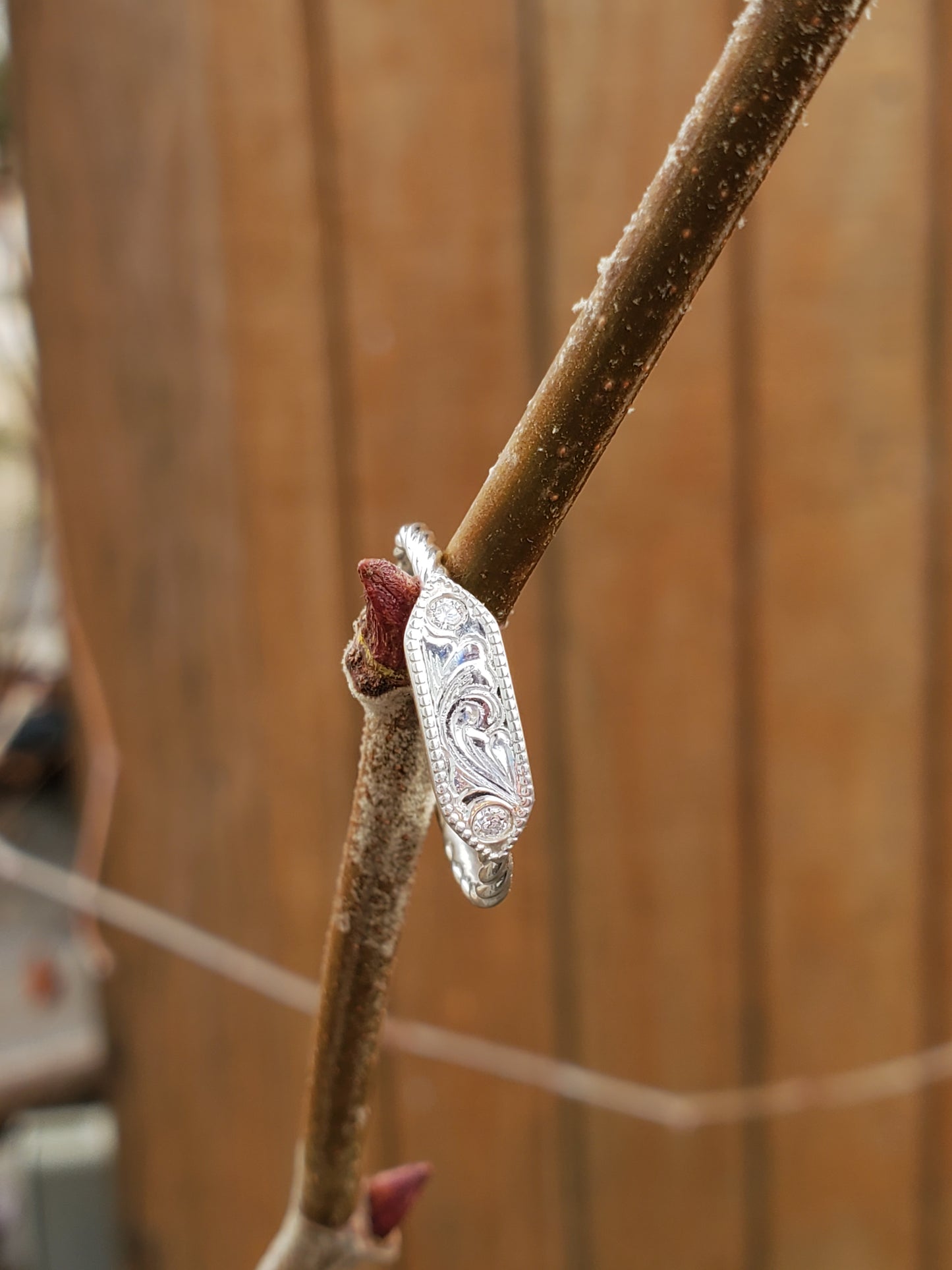 The Kayla: Sterling silver signet ring with diamonds, Western stacking ring, diamond signet ring, cowgirl ring, western signet ring