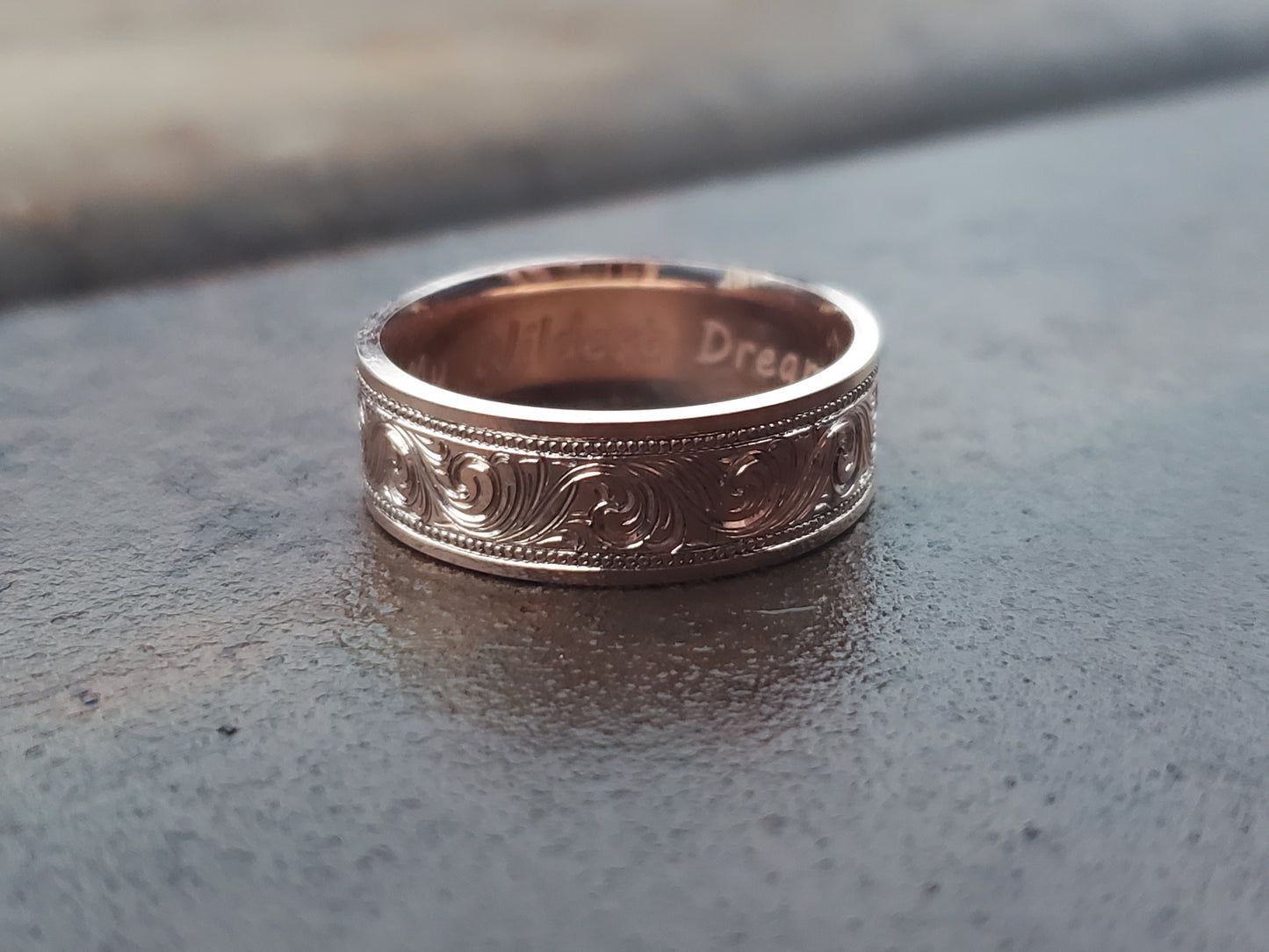 The Sawyer: Men's Western Wedding Band, Hand-Engraved Cowboy Wedding Ring, Cowboy Ring, Rose Gold Men's Wedding Band, Detailed Wedding Ring
