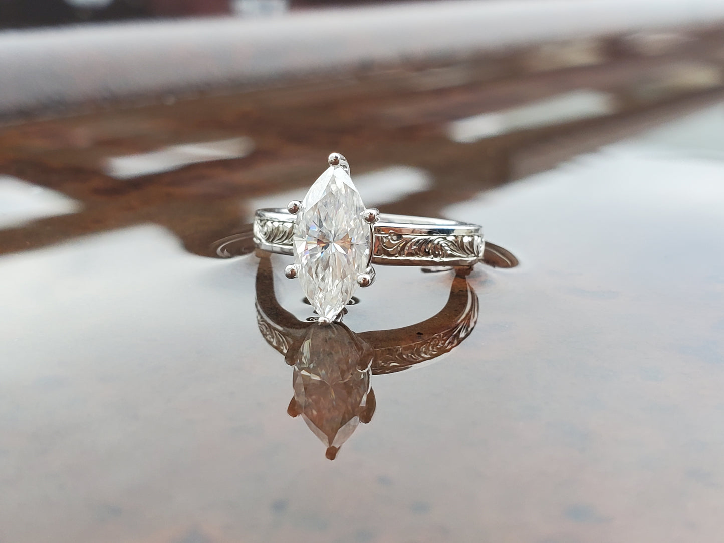 The Tatiana: 2 ct to 2.75 ct. 10K, 14K, or 18K White Gold Marquise Engagement Ring, Western Engagement Ring, Cowgirl Ring, Western Wedding Ring, White gold engagement ring