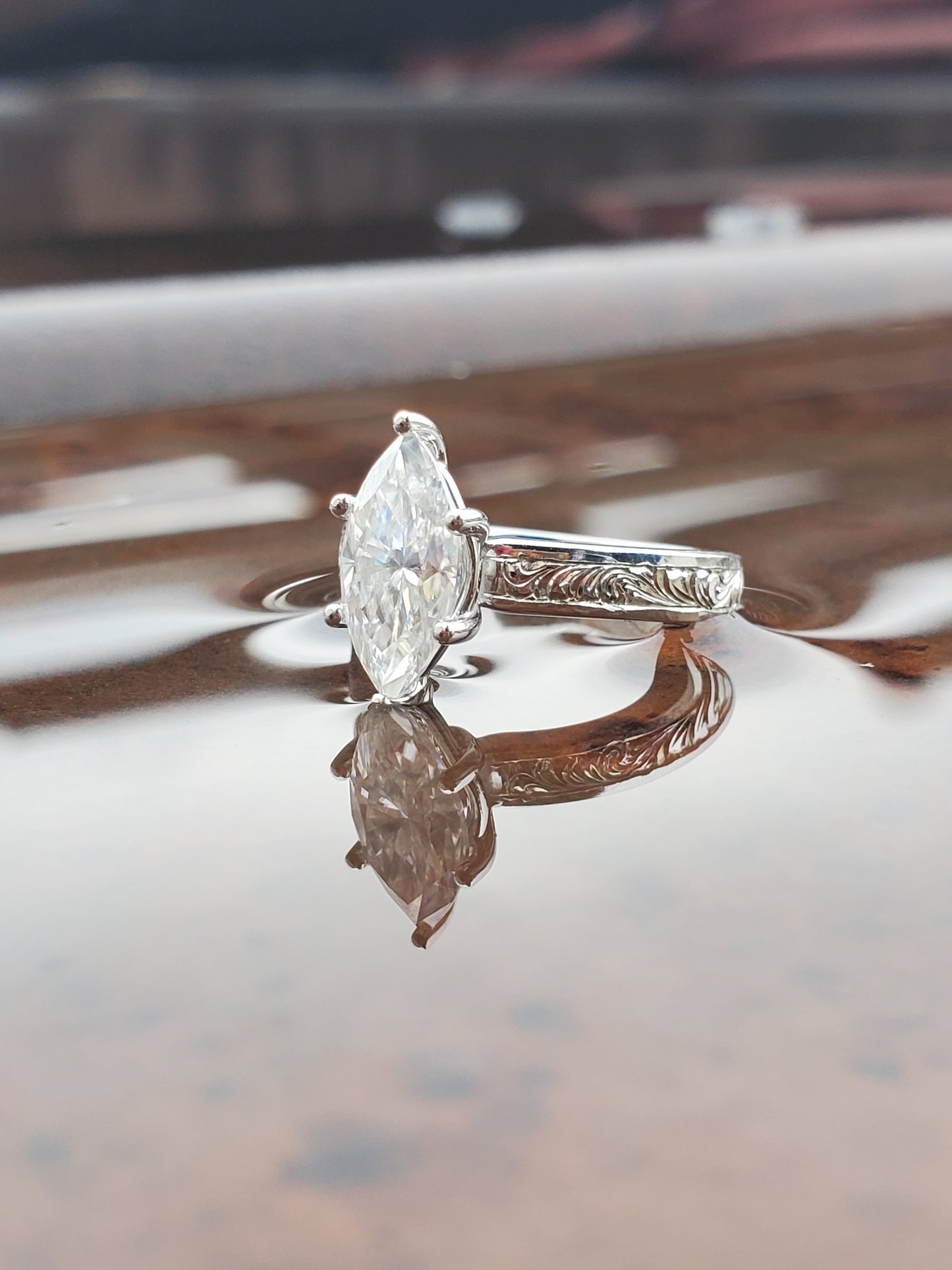 The Tatiana: 2 ct to 2.75 ct. 10K, 14K, or 18K White Gold Marquise Engagement Ring, Western Engagement Ring, Cowgirl Ring, Western Wedding Ring, White gold engagement ring