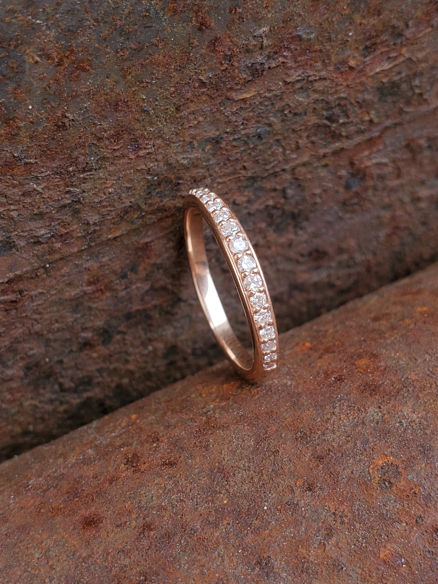 The Grace: 10K, or 14K White or Rose Gold Band with Diamonds, Western Wedding Band, Gifts for her, Stackable Ring