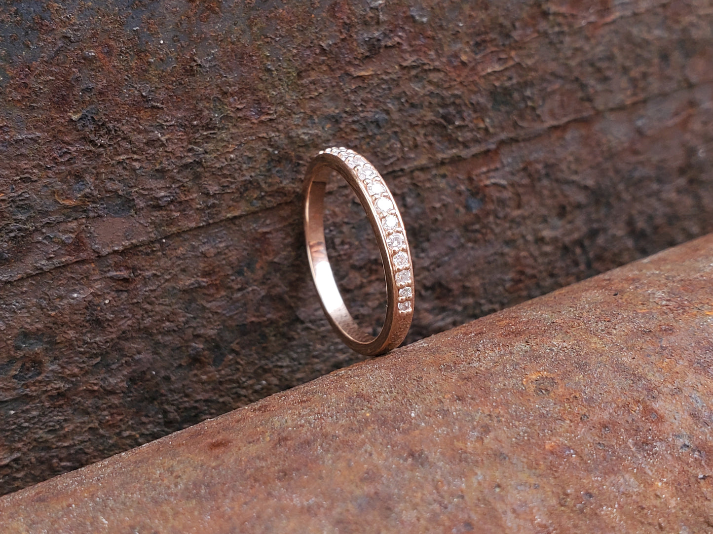 The Grace: 10K, or 14K White or Rose Gold Band with Diamonds, Western Wedding Band, Gifts for her, Stackable Ring