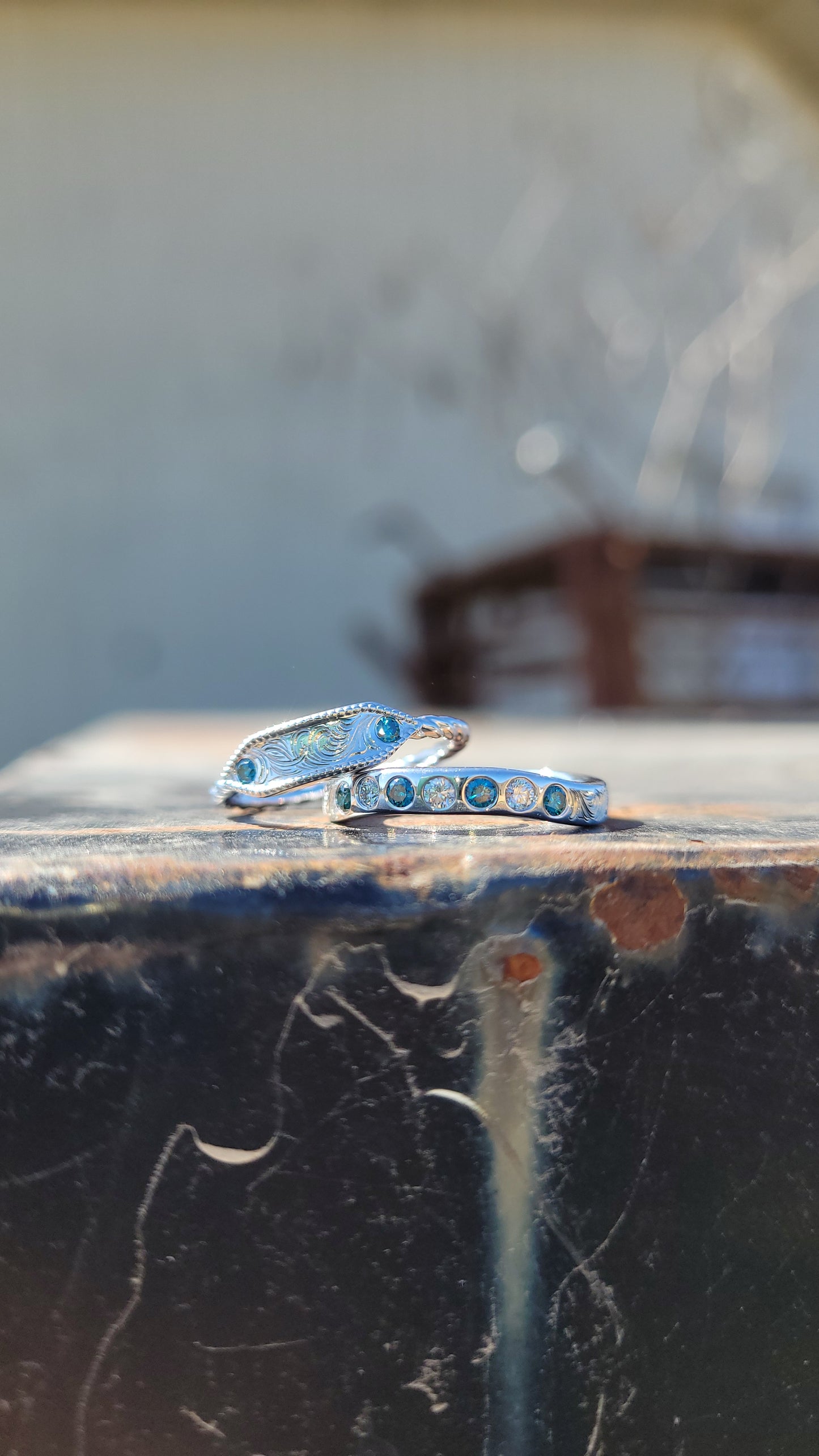 Custom Kaya Set: 10K White Gold, Rose Gold, Yellow Gold or Silver Ring Set, Colorful Diamond Ring Set, Western Mother's Ring, Anniversary Gift, Cowgirl Rings