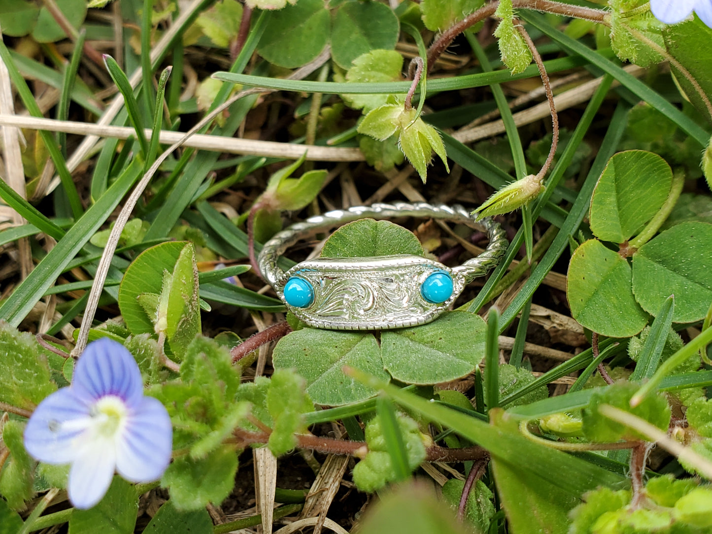 The Kai: Sterling silver signet ring with turquoise, Western stacking ring, diamond signet ring, cowgirl ring, western signet ring