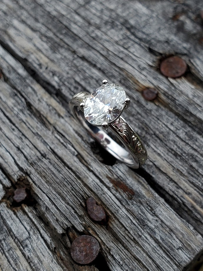 White Gold Band Carat Oval Diamond Ring Carat Oval Engagement Ring