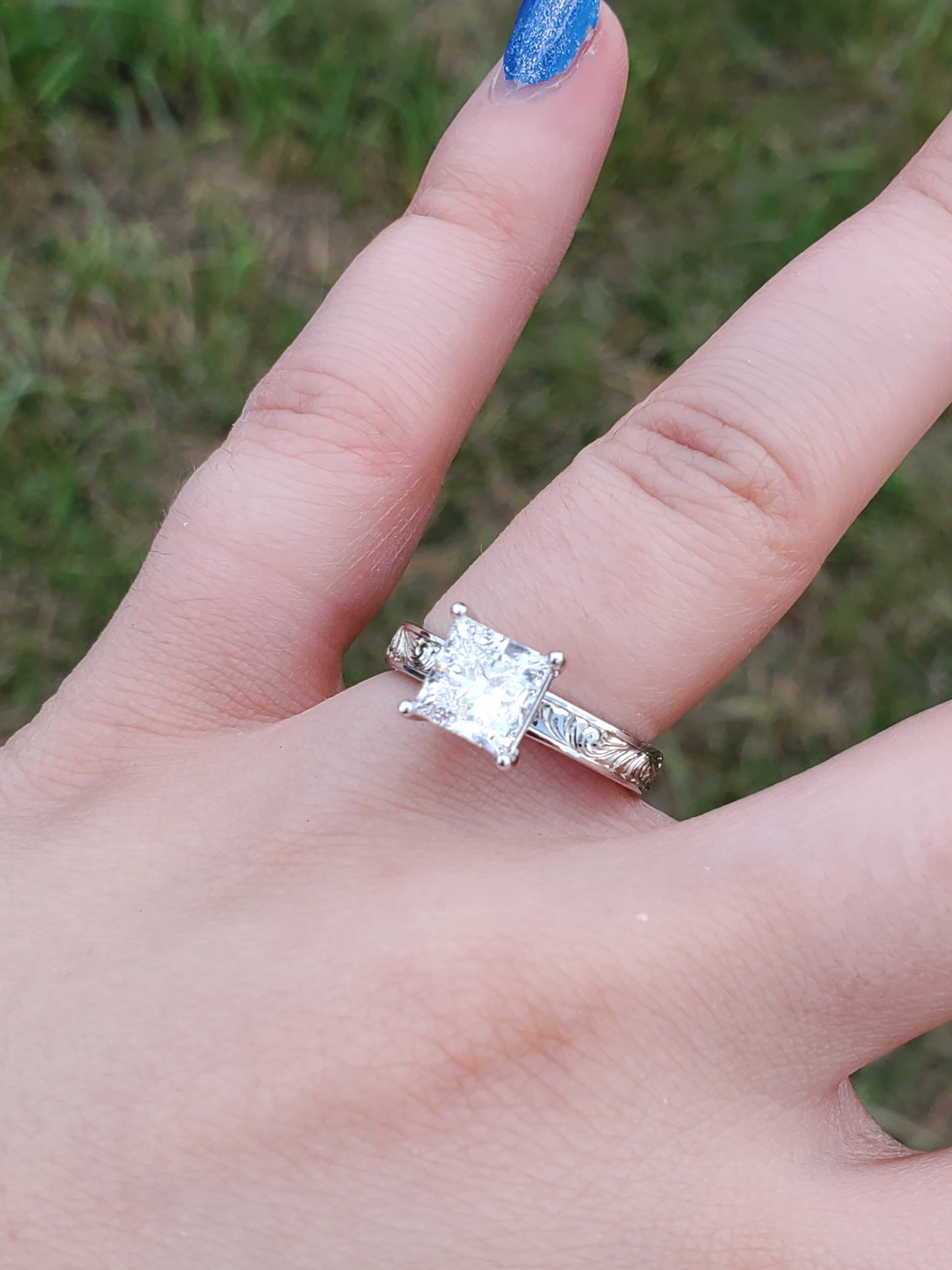 The Tamara: 2 - 2.75 ct. Princess Cut 10K or 14K White Gold Engagement Ring, Western Engagement Ring, Cowgirl Ring, Western Wedding Ring