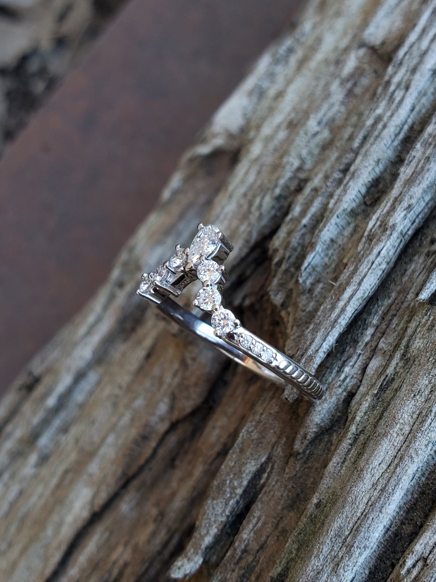 The Raya: Contour Women's Wedding Band, Diamond Wedding Band, 10K Gold Wedding Band for her, Contour Stacking Ring