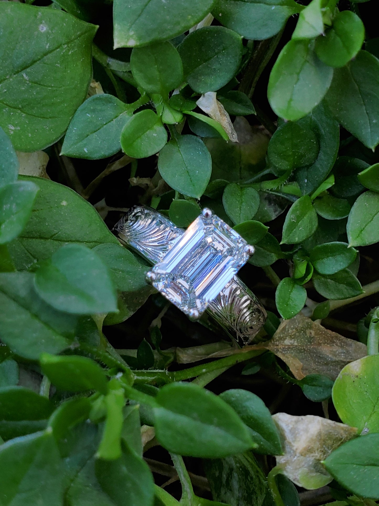 The Cheyenne: 2 ct. 5mm Wide Band Emerald Cut 10K, 14K, 18K White Gold or Platinum Engagement Ring, Western Engagement Ring, Cowgirl Ring, Western Wedding Ring