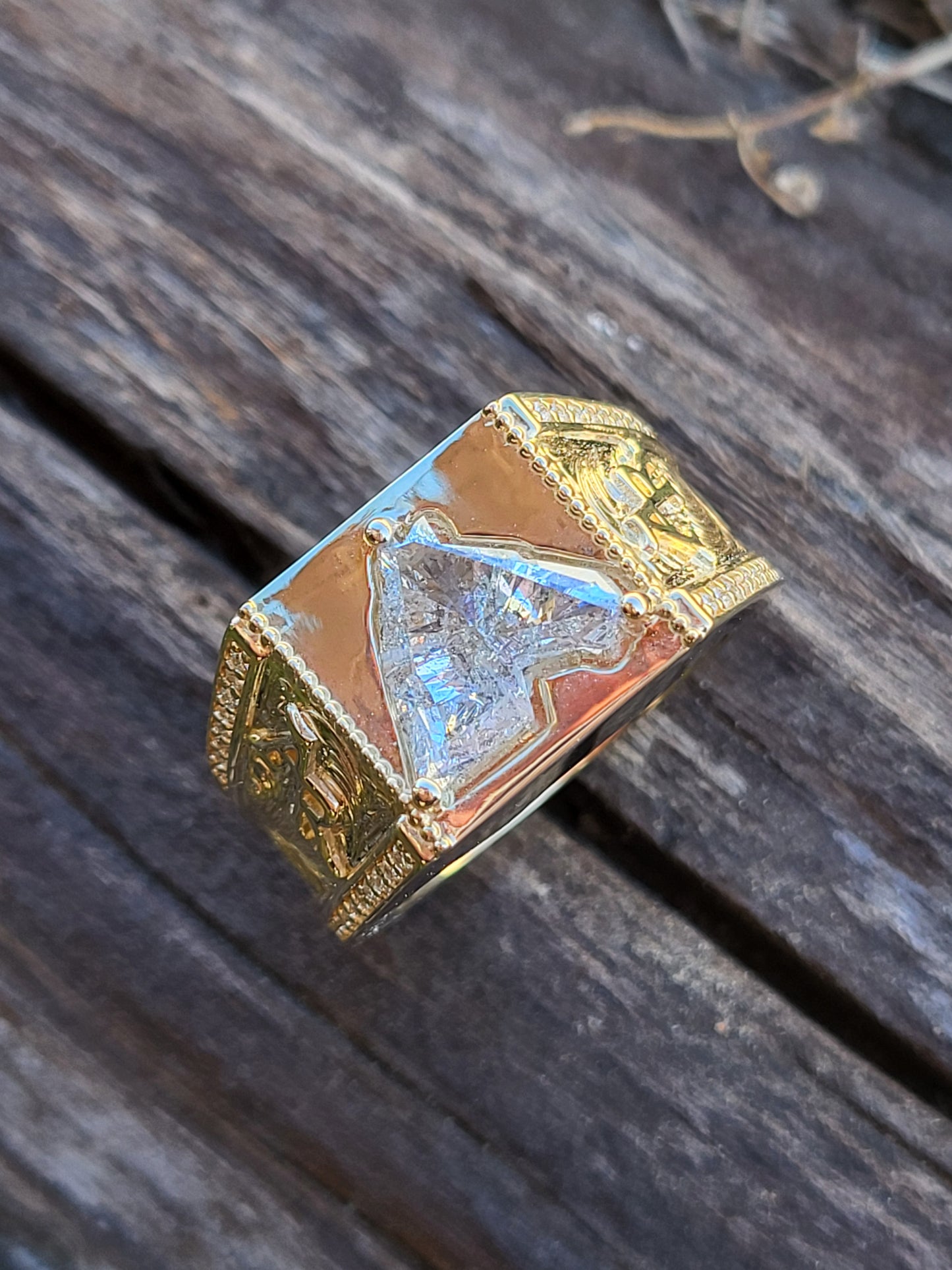 The Colt: Horse-Head Lab Diamond, 10K Gold Hand-Engraved Western Signet Ring, Cowboy Ring, Western Gold Ring, Diamond Ring for Him