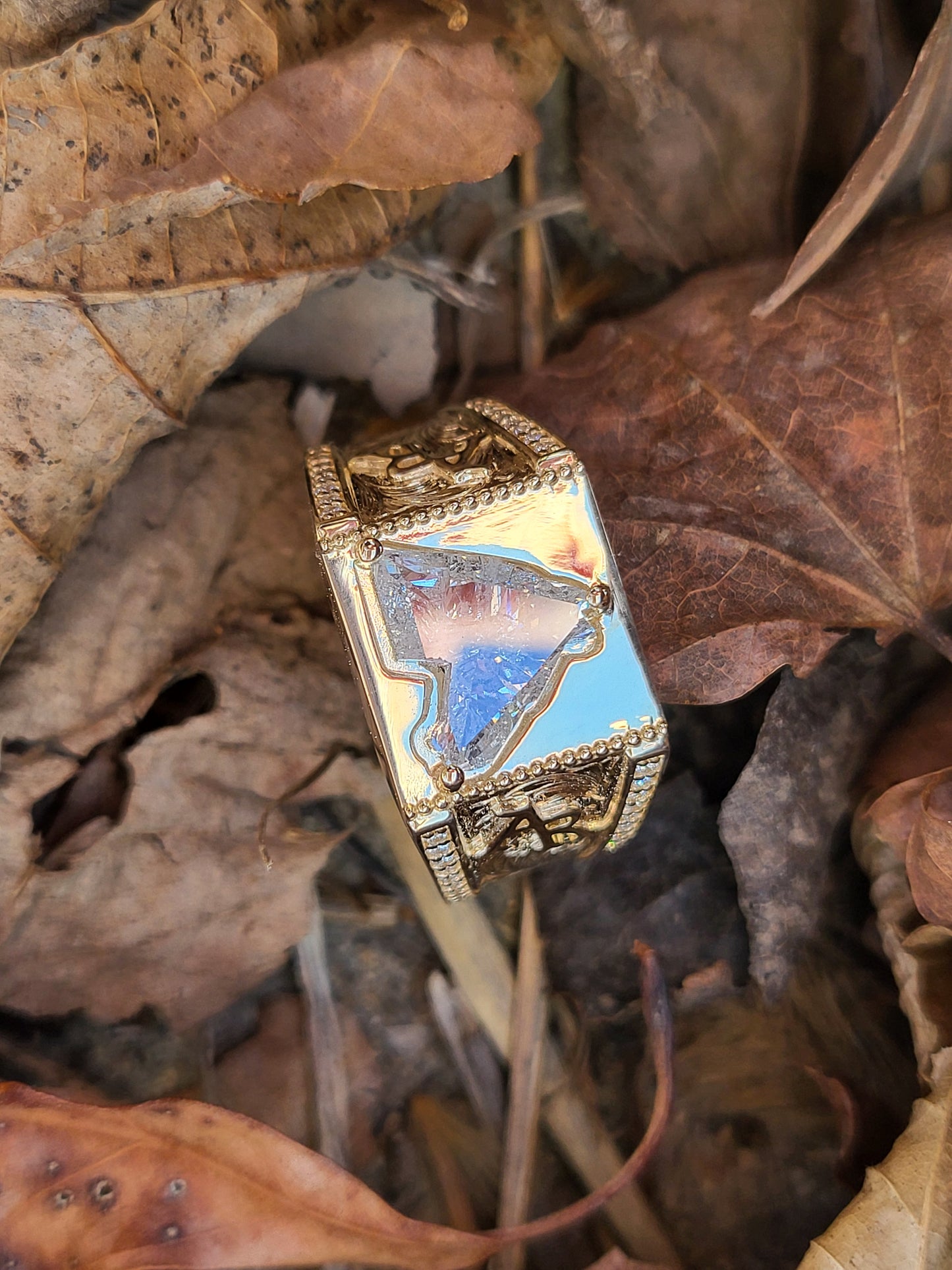 The Colt: Horse-Head Lab Diamond, 10K Gold Hand-Engraved Western Signet Ring, Cowboy Ring, Western Gold Ring, Diamond Ring for Him