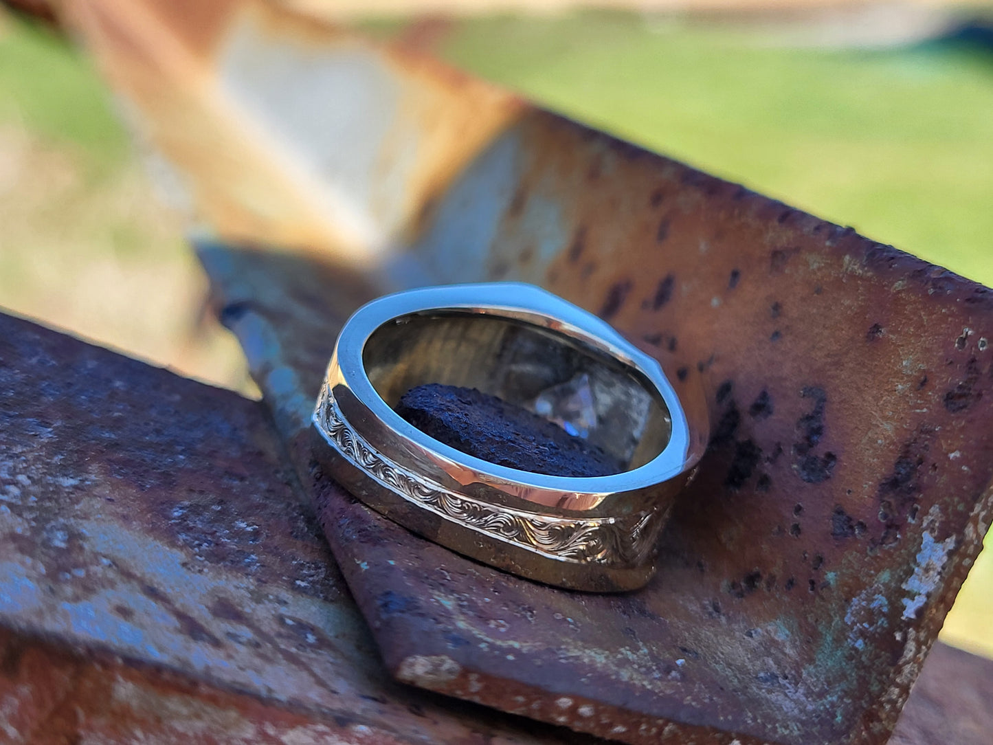 The Colt: Horse-Head Lab Diamond, 10K Gold Hand-Engraved Western Signet Ring, Cowboy Ring, Western Gold Ring, Diamond Ring for Him
