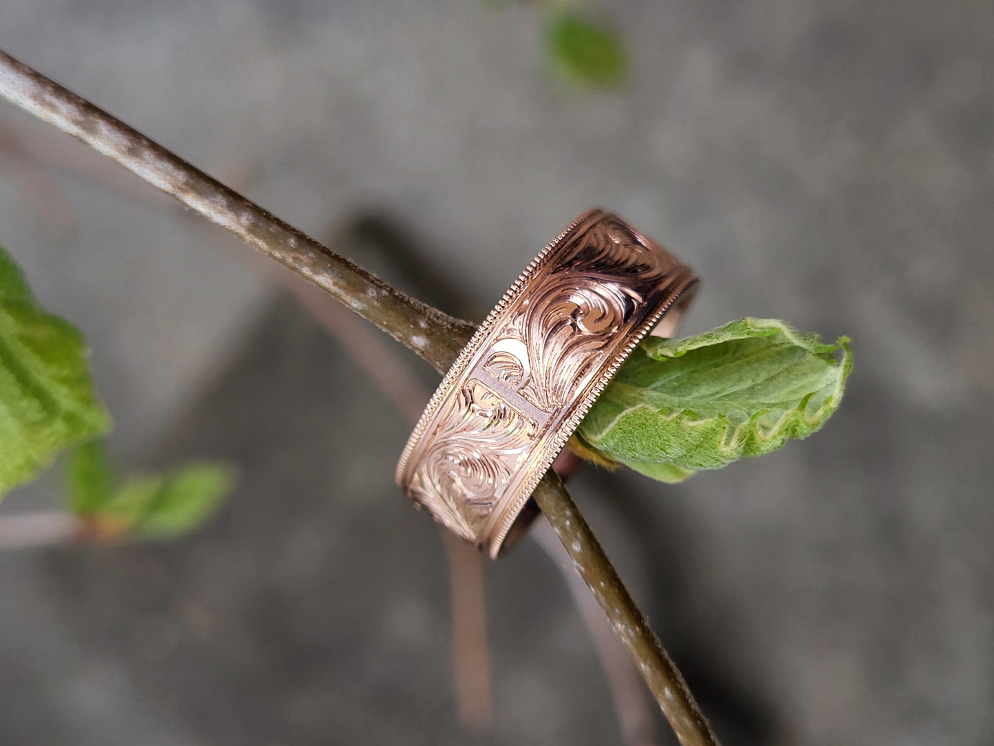 The Samuel: 10K, 14K, or 18K Rose Gold Western Wedding Band, Hand-Engraved Cowboy Wedding Ring, Cowboy Ring, Rose Gold Men's Wedding Band, Detailed Wedding Ring