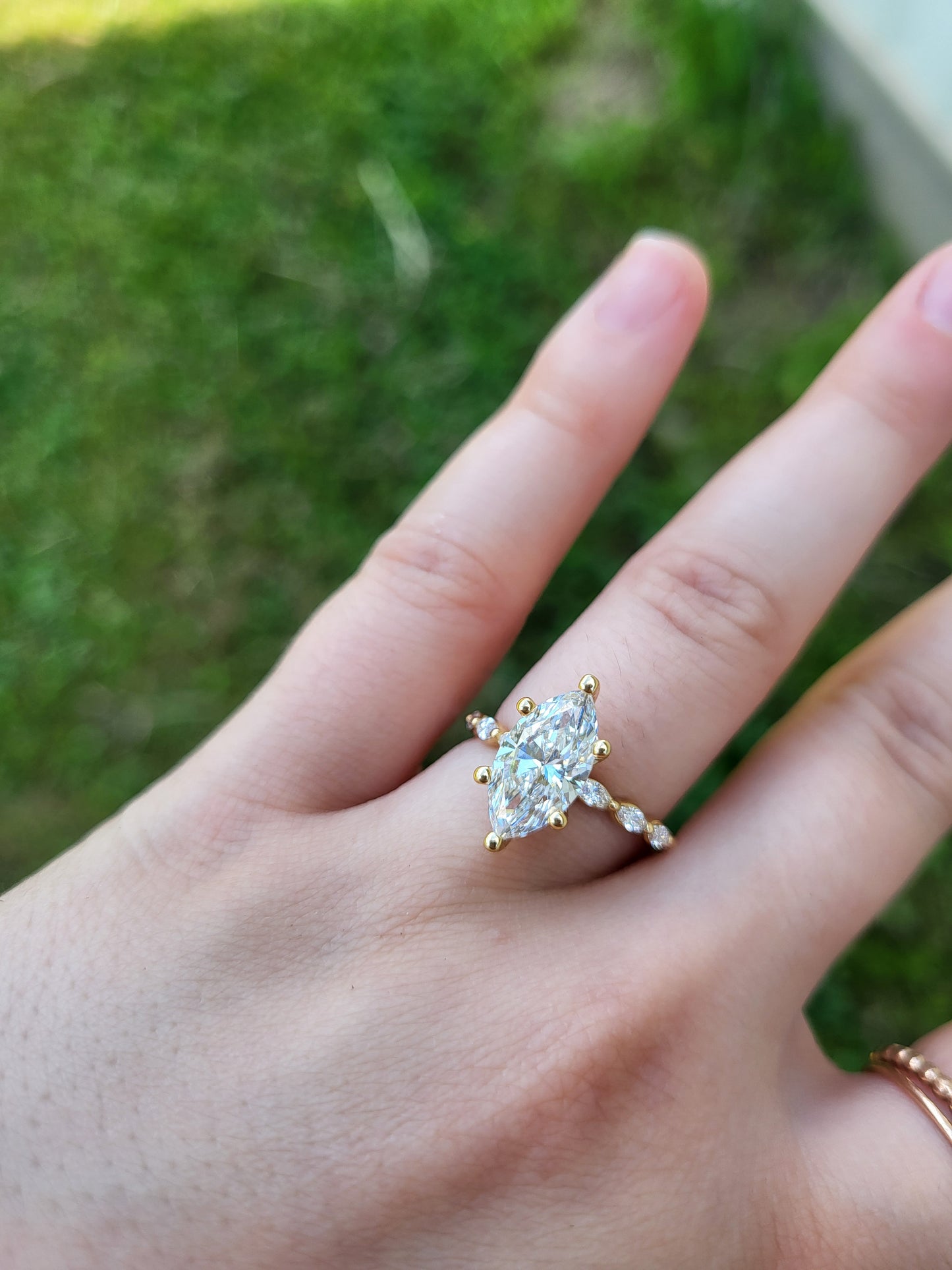 The Alicia: 2 ct to 2.75 ct. 10K, 14K, or 18K Yellow Gold Marquise Engagement Ring, Western Engagement Ring, Cowgirl Ring, Marquise Accented Dainty Engagement Ring