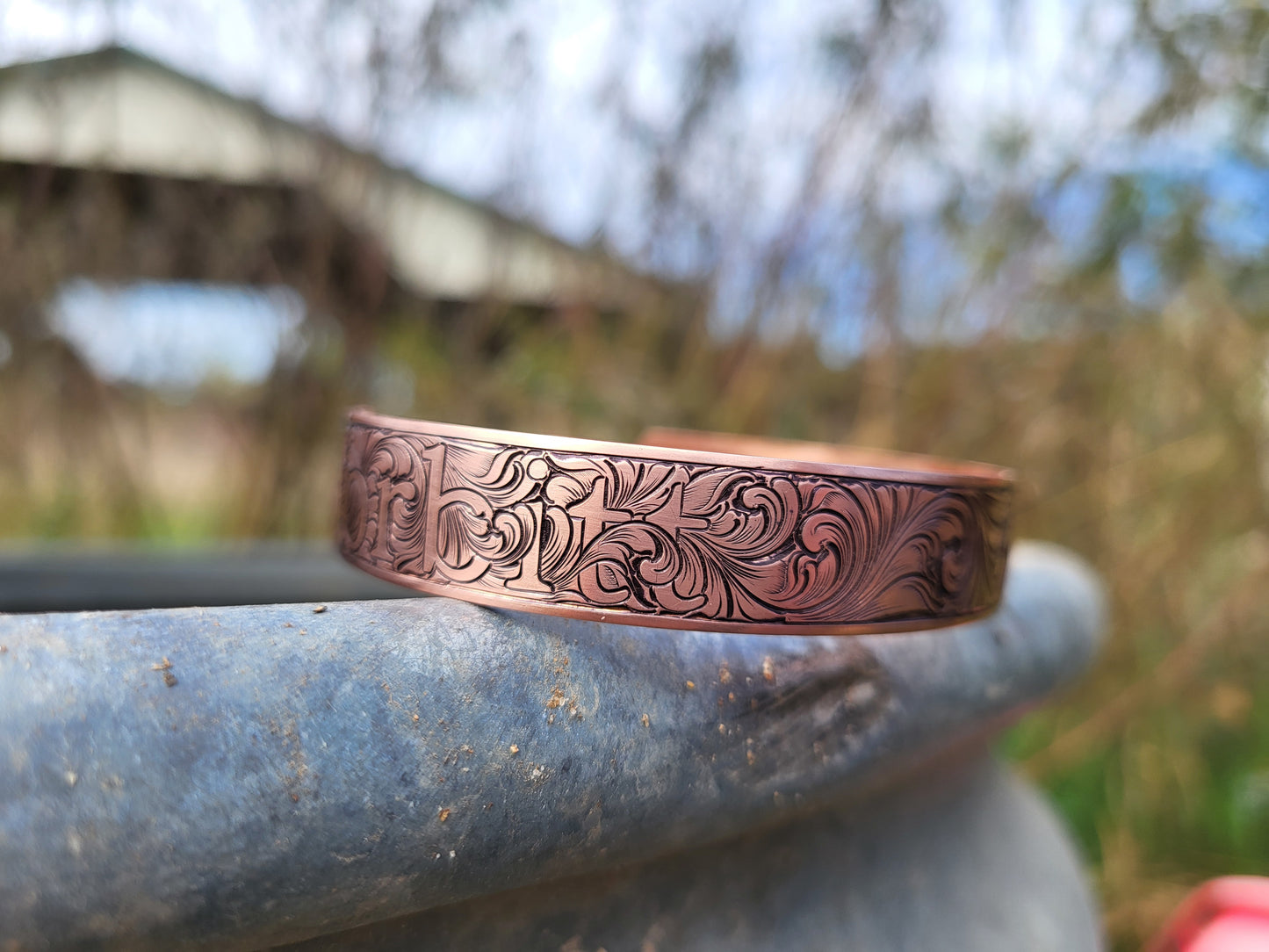 Custom Name Hand-Engraved Copper Scrollwork Bracelet, Cuff Style Copper Bracelet, Cowboy Christmas Gifts, Western Gifts, Copper Cuff