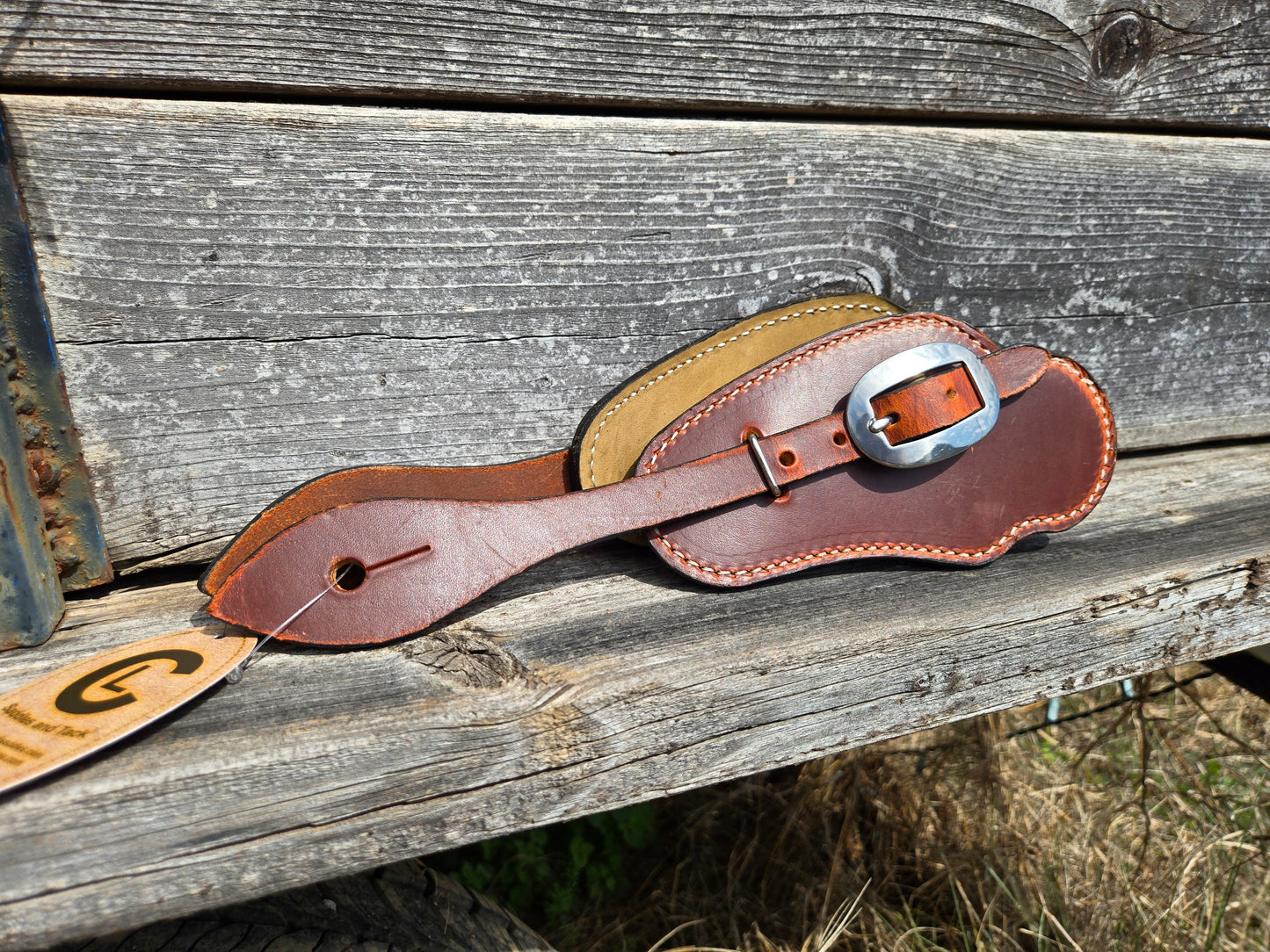 C&L Bib Style Handmade Spur Straps Oval Stainless Buckle SS000005