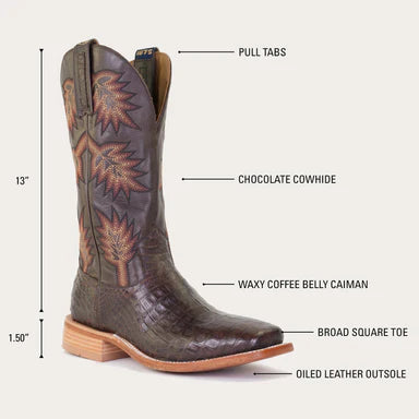 RUSSELL Men's Cowboy Boot, Brown on Brown Ostrich by Hyer Boot Company, Wedding Boot for Him