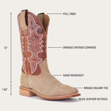 Holton Tan Men's Cowboy Boot, Brown on Brown Ostrich by Hyer Boot Company, Work Boot for Him
