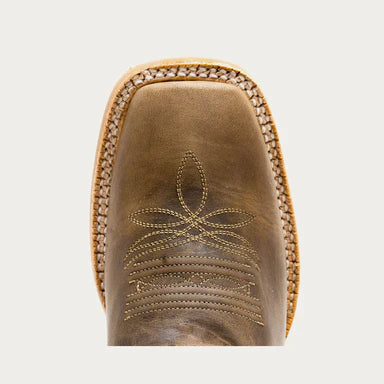 TOPEKA Women's Cowboy Boot, Tan and Mint Blue Tops by Hyer, all-purpose boot for the gals who do real work