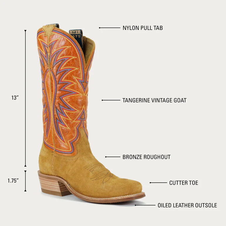 ROSE HILL in Tangerine and Bronze, Women's Cowboy Boot, by Hyer Boot Company, Cowgirl Boots
