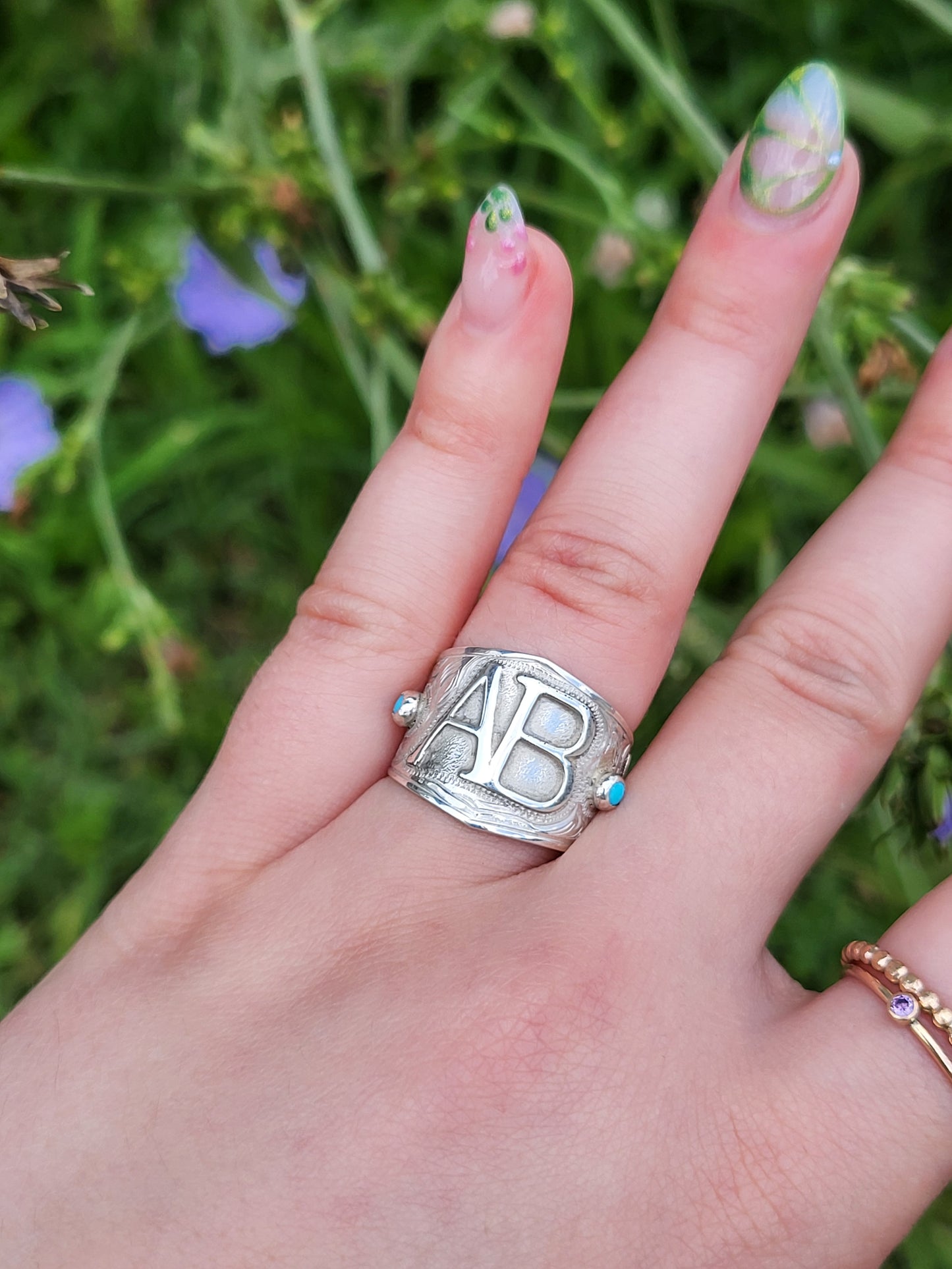 The Moxie: Custom Tapered Inital Ring Builder, Cowgirl Inital Ring, Western Ring for Her, Custom Ring with Inital, Western Promise Ring, Cowgirl Promise Ring