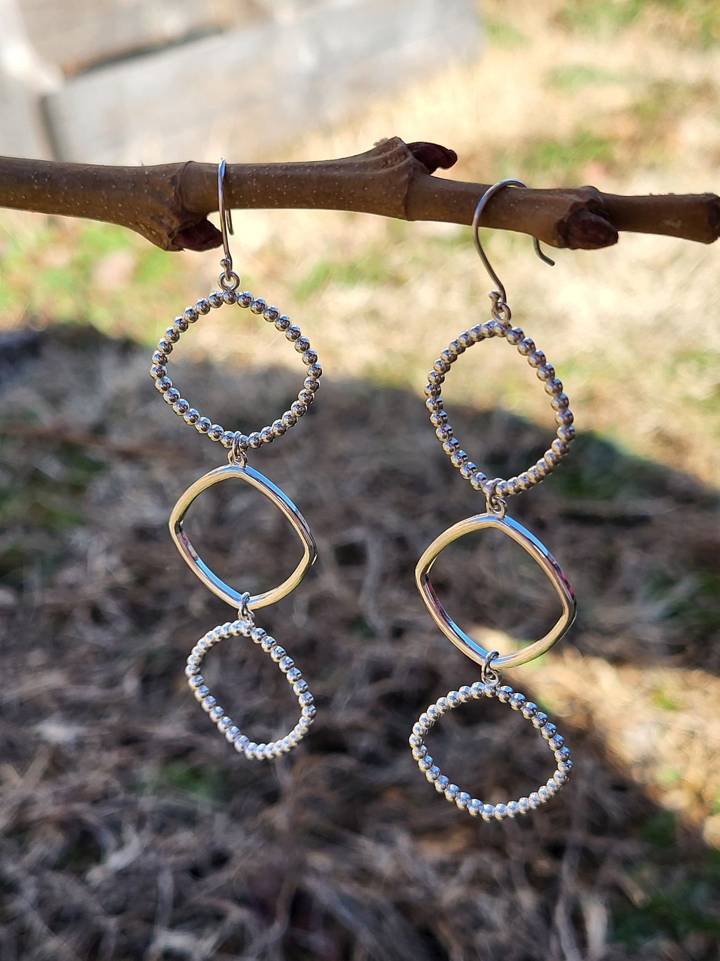 Bead Dangle Earrings: Western Dangle Earrings, Cowgirl Bridal Jewelry, Western Earrings for Bride, Metal Dangle Earrings