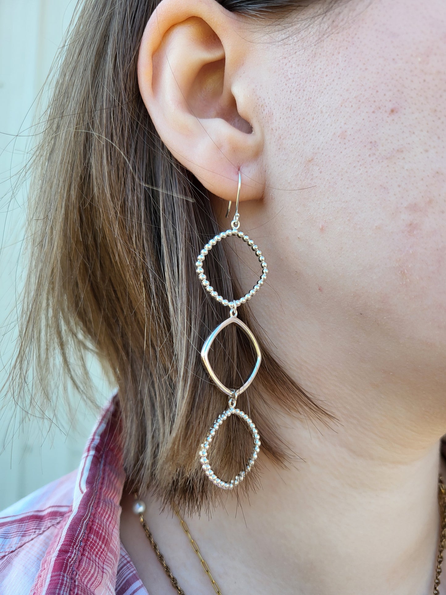 Bead Dangle Earrings: Western Dangle Earrings, Cowgirl Bridal Jewelry, Western Earrings for Bride, Metal Dangle Earrings