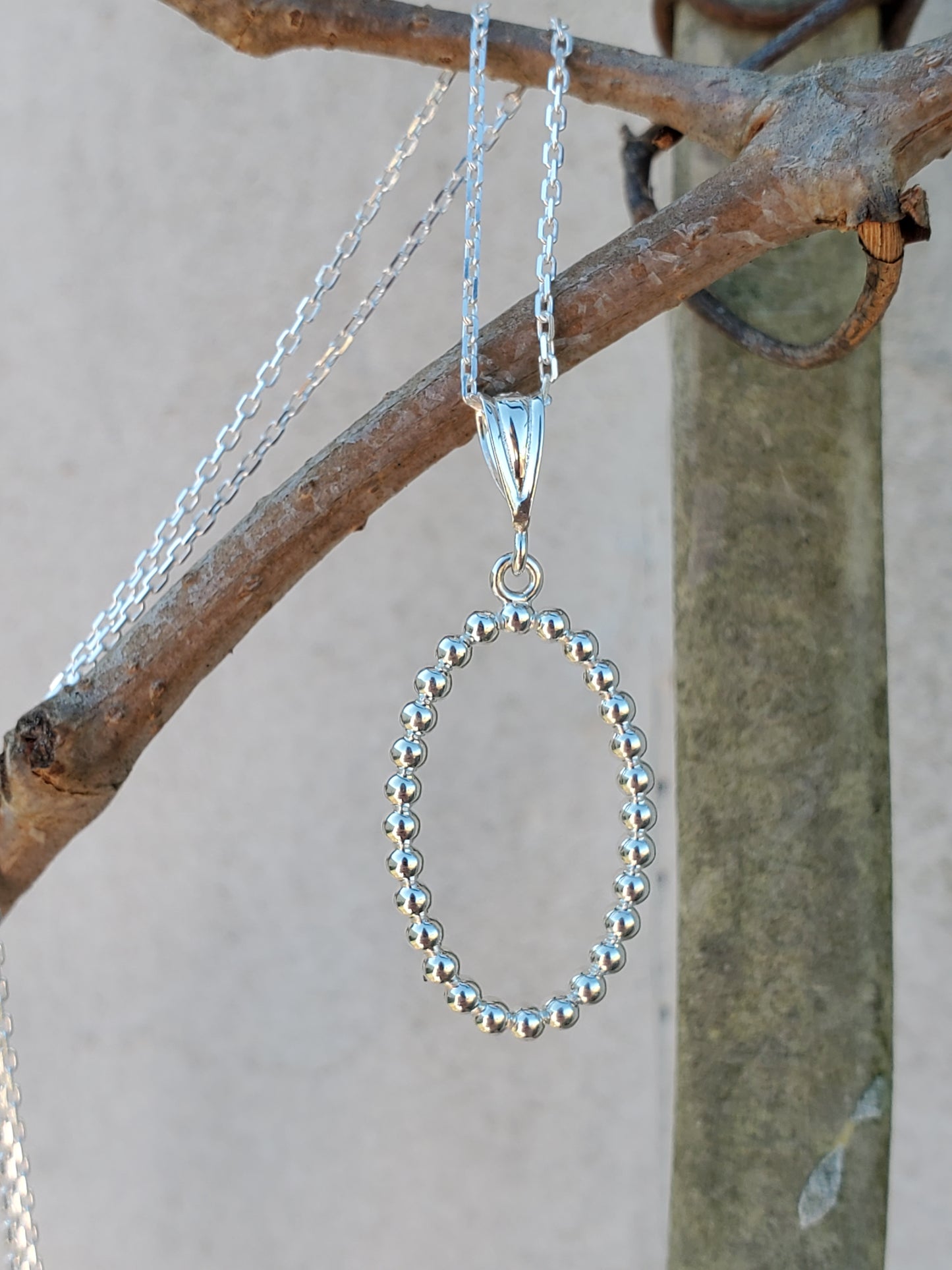 Bead Oval Pendant: Dainty Western Pendant, Cowgirl Bridal Jewelry, Western Necklace for Bride, Cowgirl Layering Jewelry