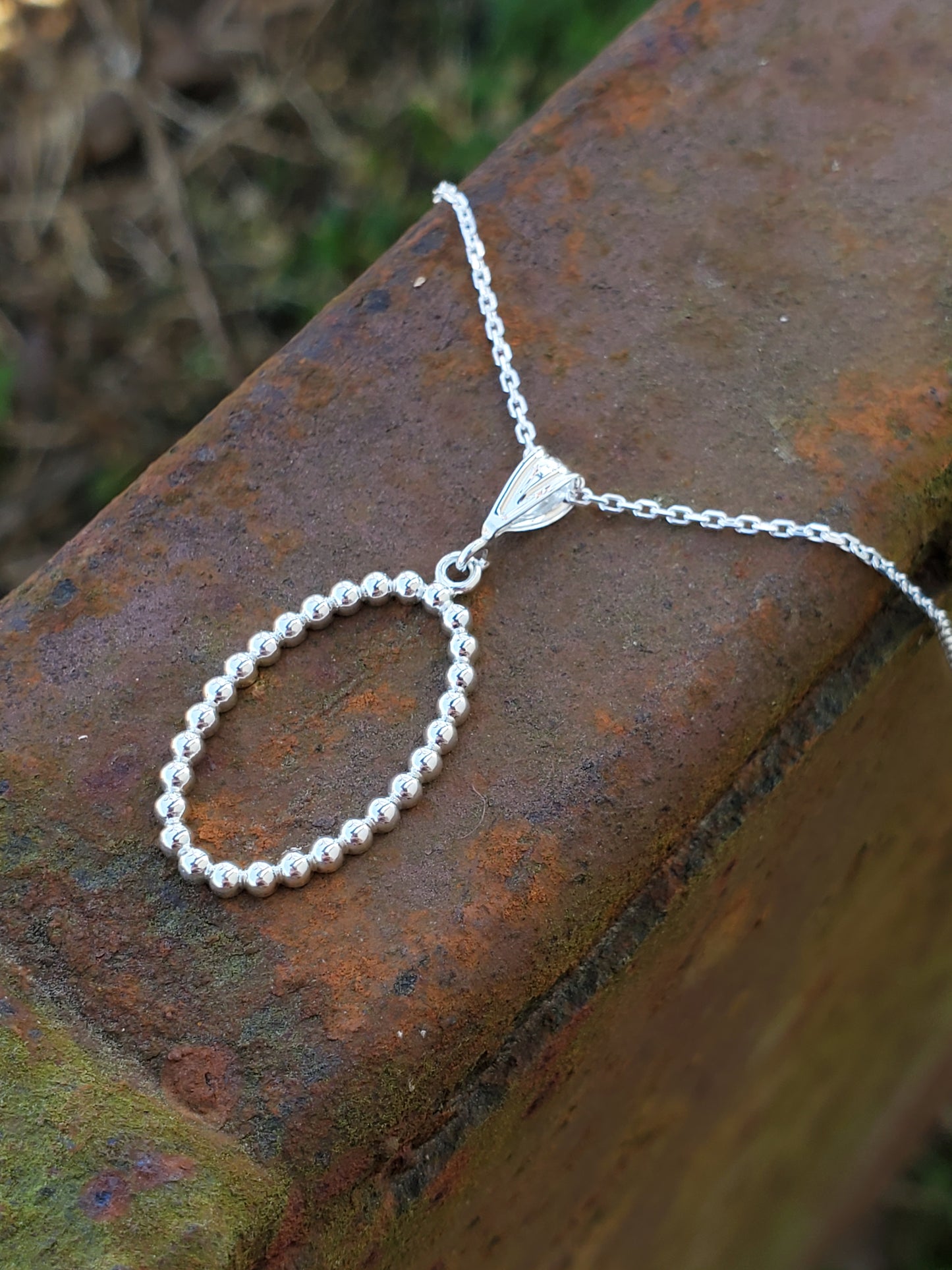 Bead Oval Pendant: Dainty Western Pendant, Cowgirl Bridal Jewelry, Western Necklace for Bride, Cowgirl Layering Jewelry