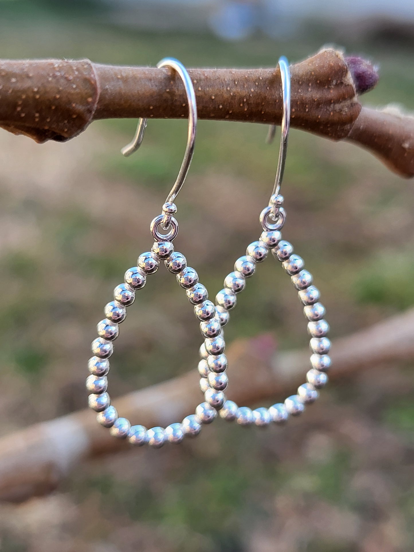 Bead Pear Shape Earrings: Western Dangle Earrings, Cowgirl Bridal Jewelry, Western Earrings for Bride, Metal Dangle Earrings