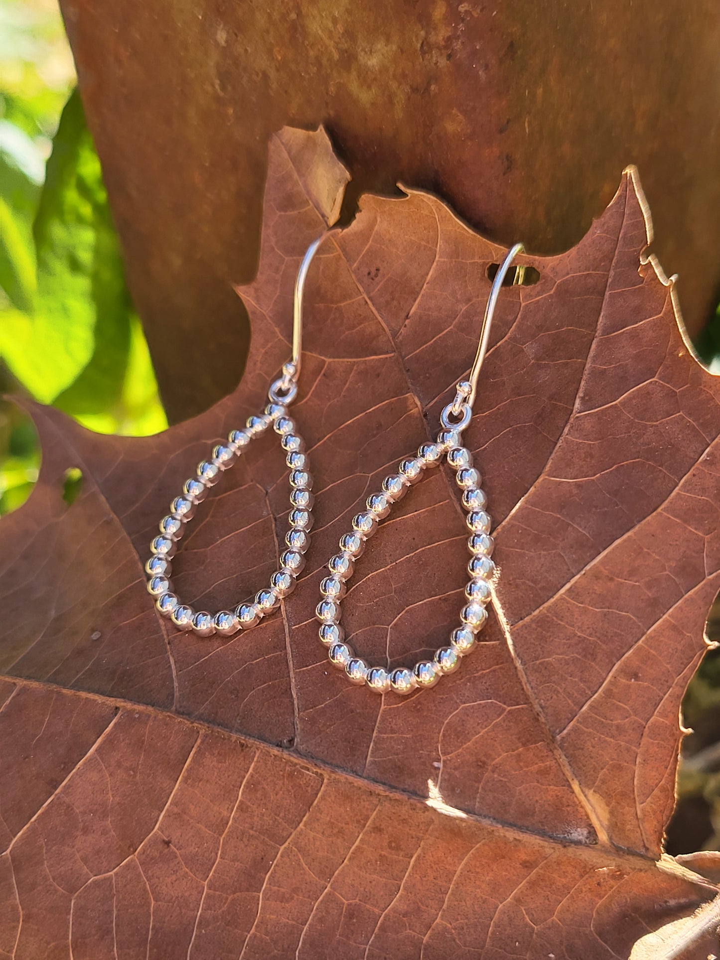 Bead Pear Shape Earrings: Western Dangle Earrings, Cowgirl Bridal Jewelry, Western Earrings for Bride, Metal Dangle Earrings
