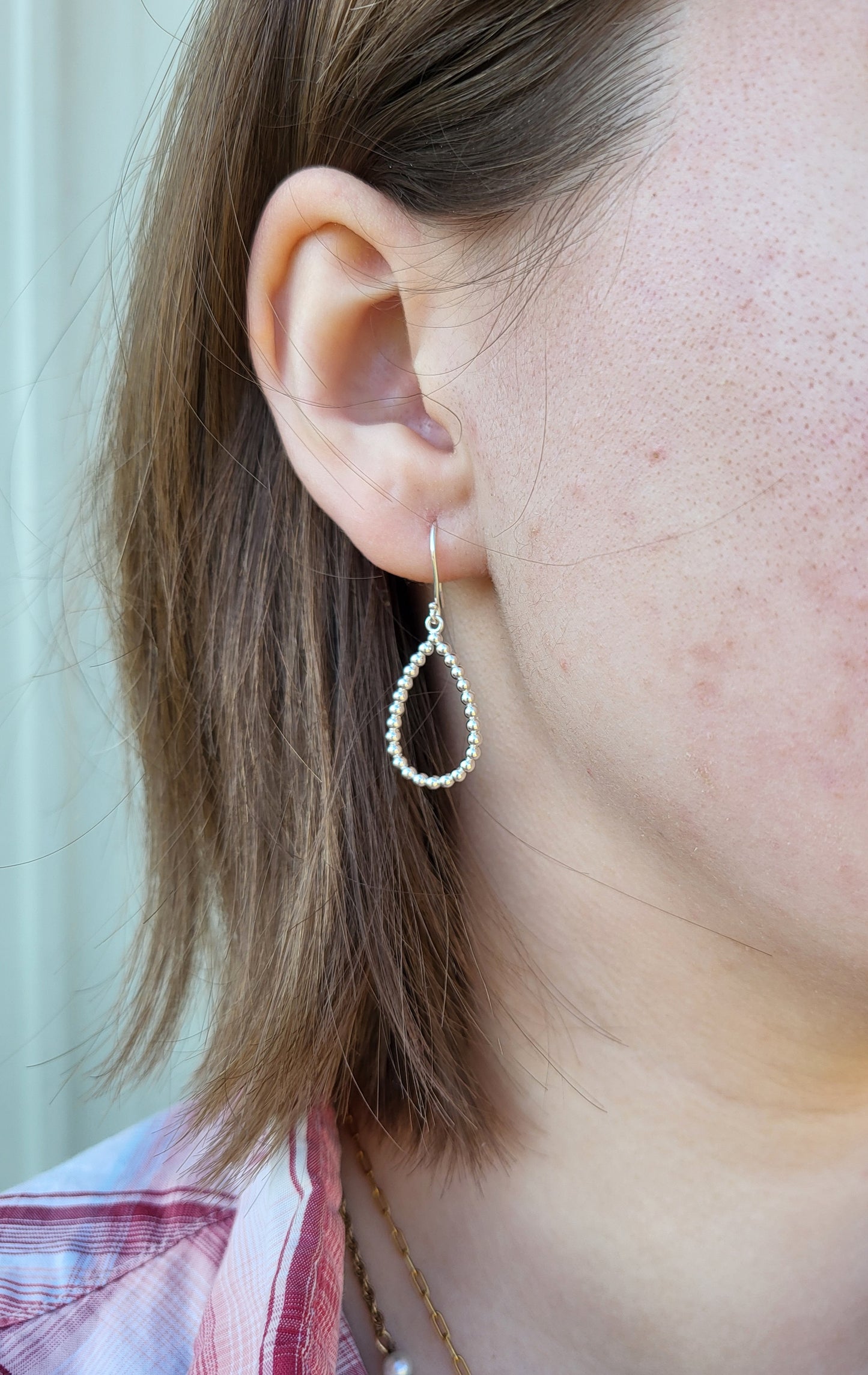 Bead Pear Shape Earrings: Western Dangle Earrings, Cowgirl Bridal Jewelry, Western Earrings for Bride, Metal Dangle Earrings