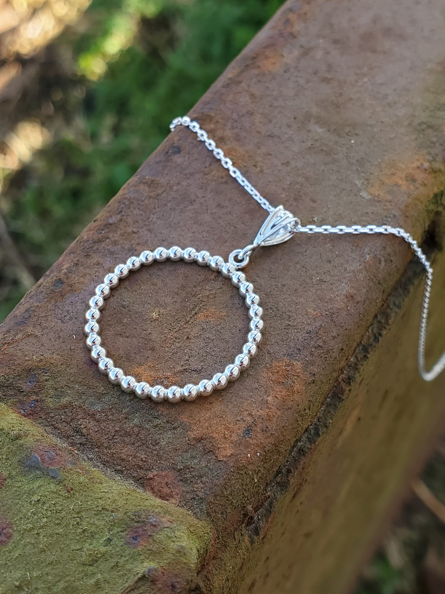 Bead Circle Pendant: Dainty Western Pendant, Cowgirl Bridal Jewelry, Western Necklace for Bride, Cowgirl Layering Jewelry