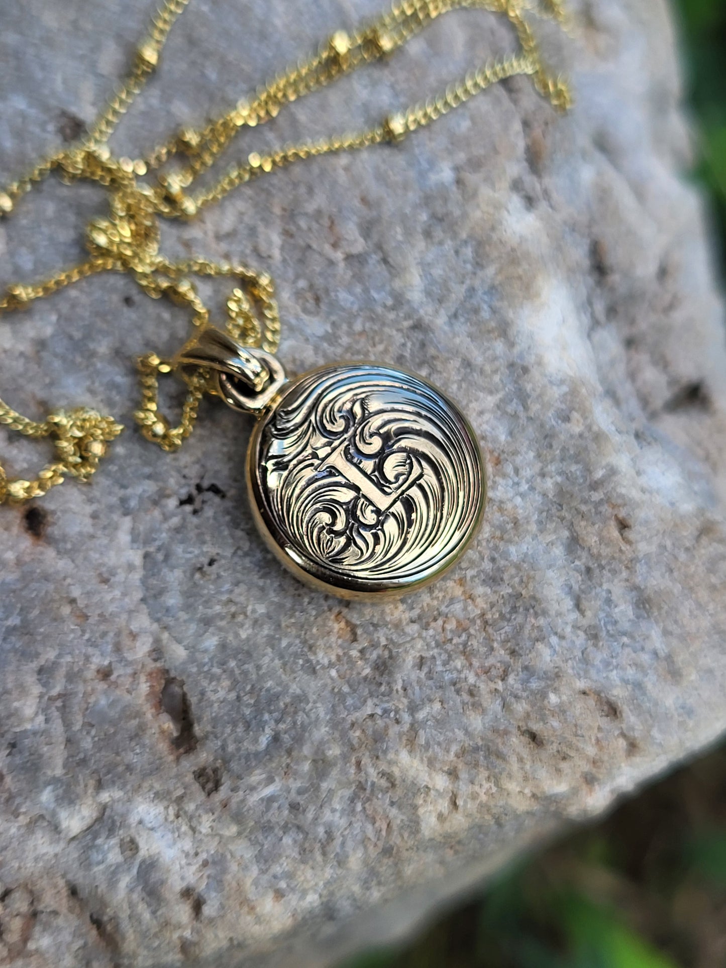 Cowgirl Charm Collection- Charm #1: Simple Initial Pendant, Hand-Engraved Scrollwork Necklace, Cowgirl Gifts, Western Bridal Necklace