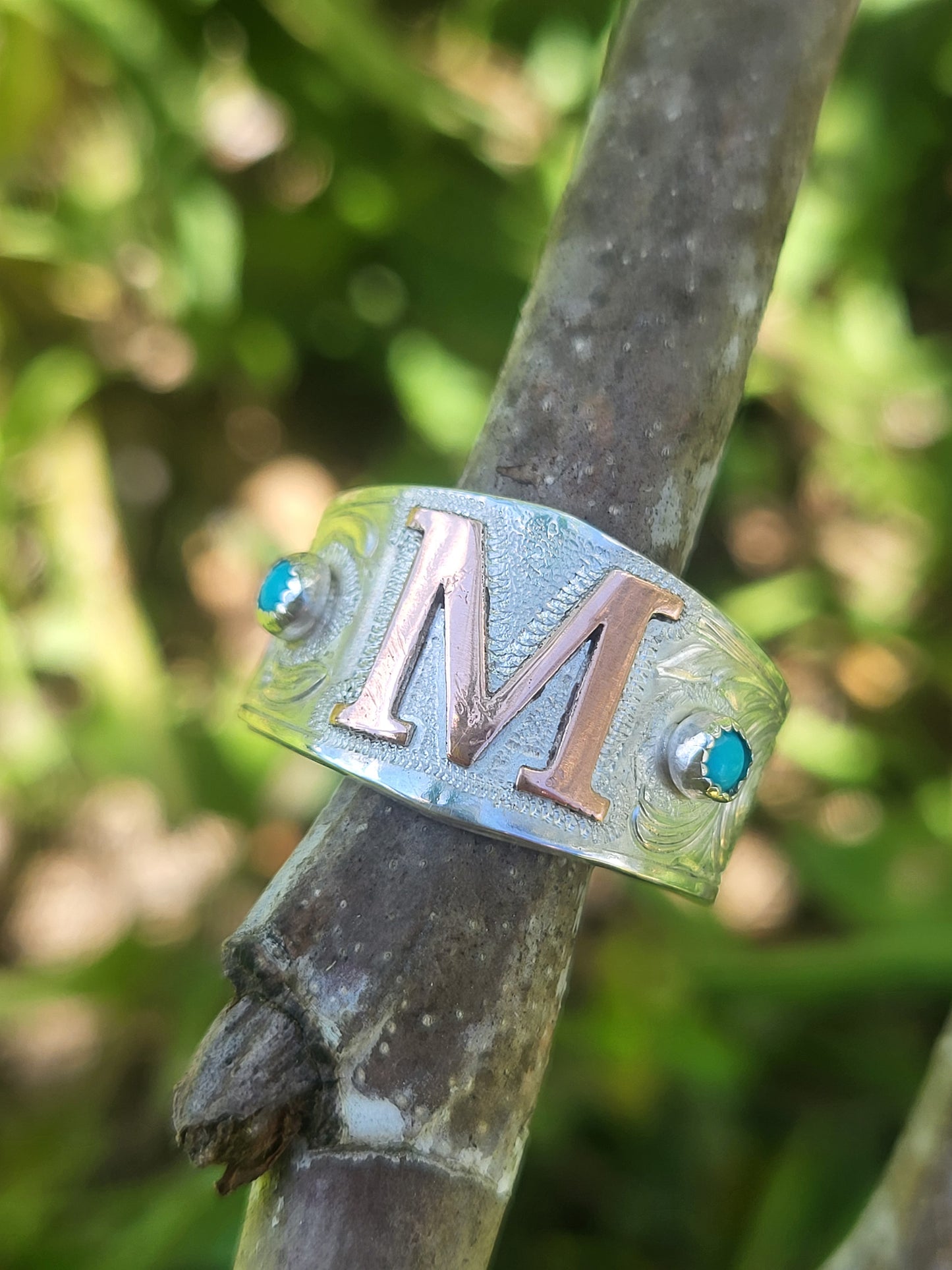 The Moxie: Custom Tapered Inital Ring Builder, Cowgirl Inital Ring, Western Ring for Her, Custom Ring with Inital, Western Promise Ring, Cowgirl Promise Ring