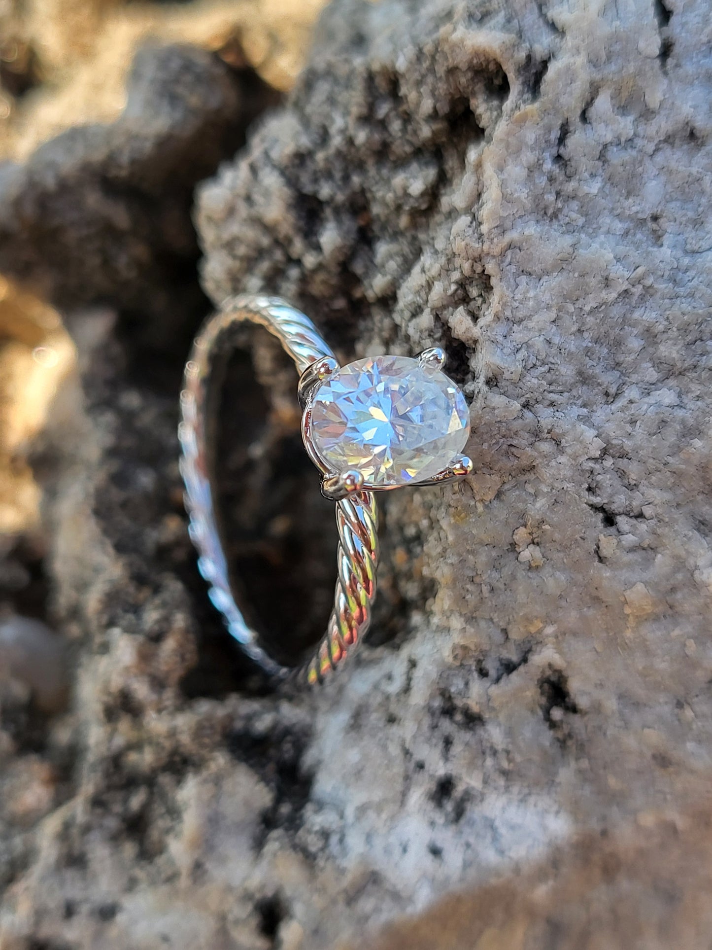 The Emily: 10K White Gold or Sterling Silver With 1 ct. Oval Moissanite, CZ, Lab Diamond, Oval Western Engagement Ring, Western Wedding Band, Cowgirl Ring