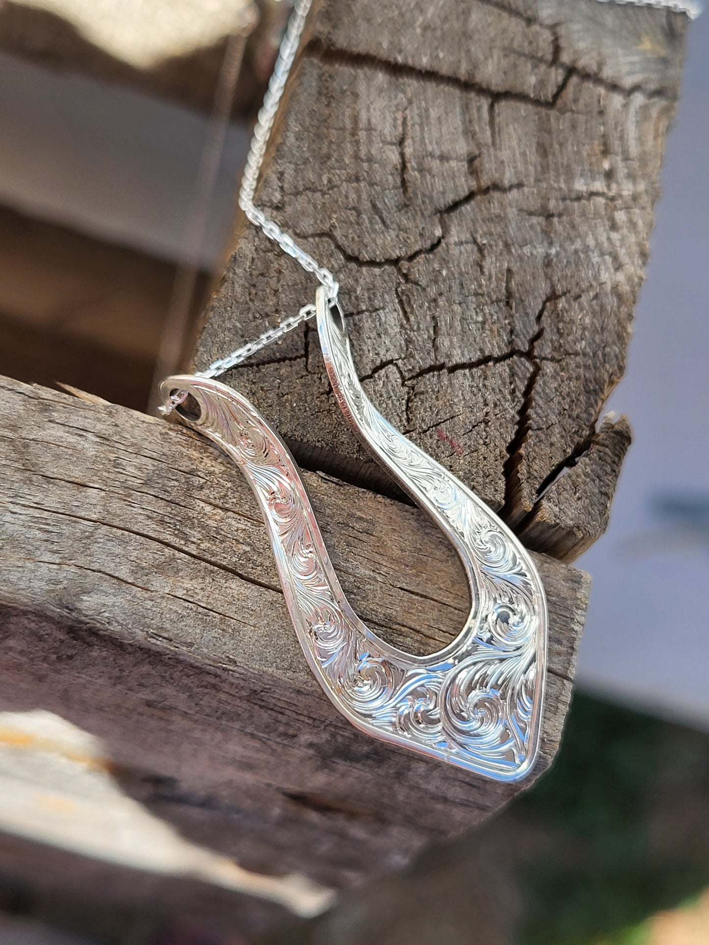 Scrollwork Ring Holder Necklace: Sterling Silver Western Ring Holder Pendant, Cowgirl Ring Holder, Scrollwork Pendant, Cowgirl Bridal Jewelry