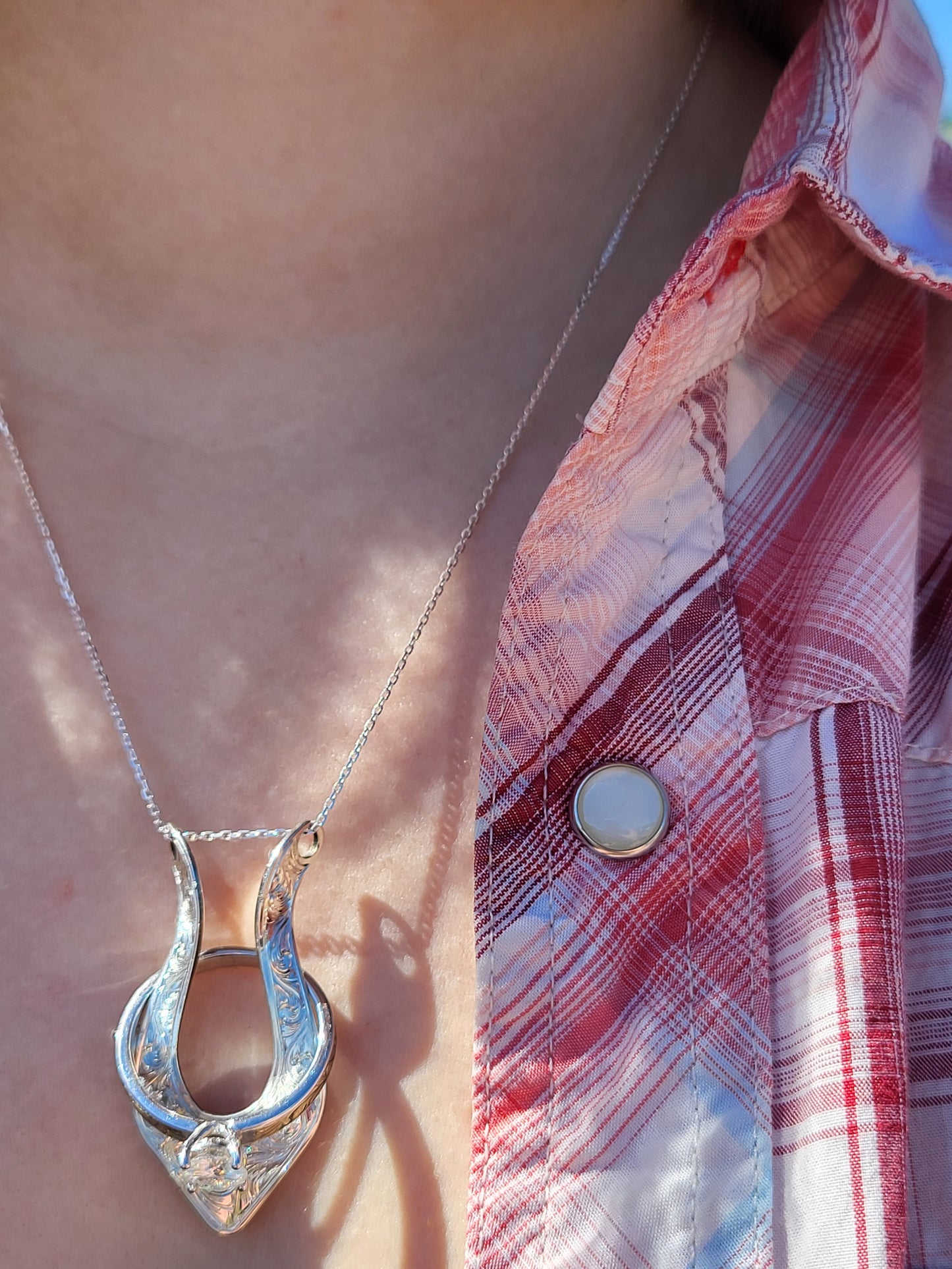 Scrollwork Ring Holder Necklace: Sterling Silver Western Ring Holder Pendant, Cowgirl Ring Holder, Scrollwork Pendant, Cowgirl Bridal Jewelry