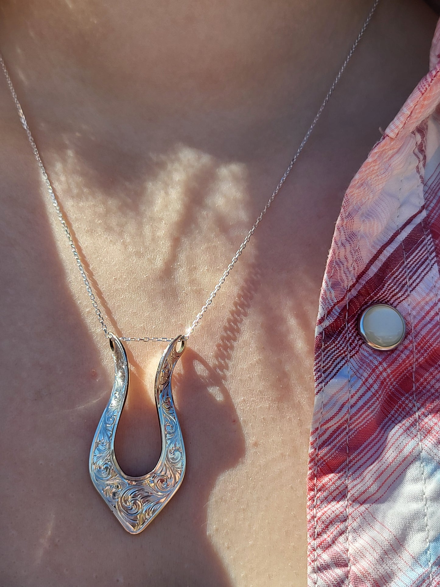 Scrollwork Ring Holder Necklace: Sterling Silver Western Ring Holder Pendant, Cowgirl Ring Holder, Scrollwork Pendant, Cowgirl Bridal Jewelry