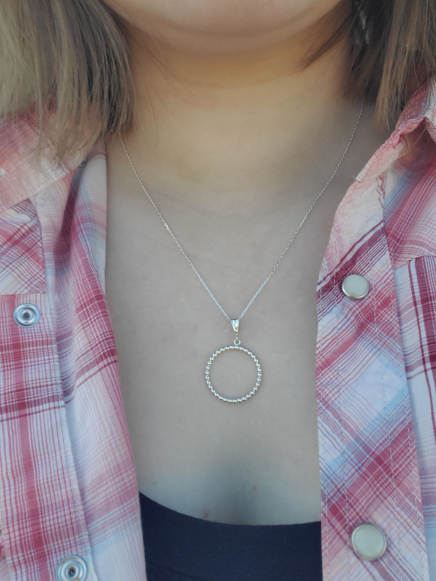Bead Circle Pendant: Dainty Western Pendant, Cowgirl Bridal Jewelry, Western Necklace for Bride, Cowgirl Layering Jewelry
