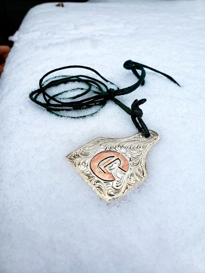 Custom Large Branded Pendant, Sterling Silver Necklace, Cowgirl Jewelry, Western Gifts