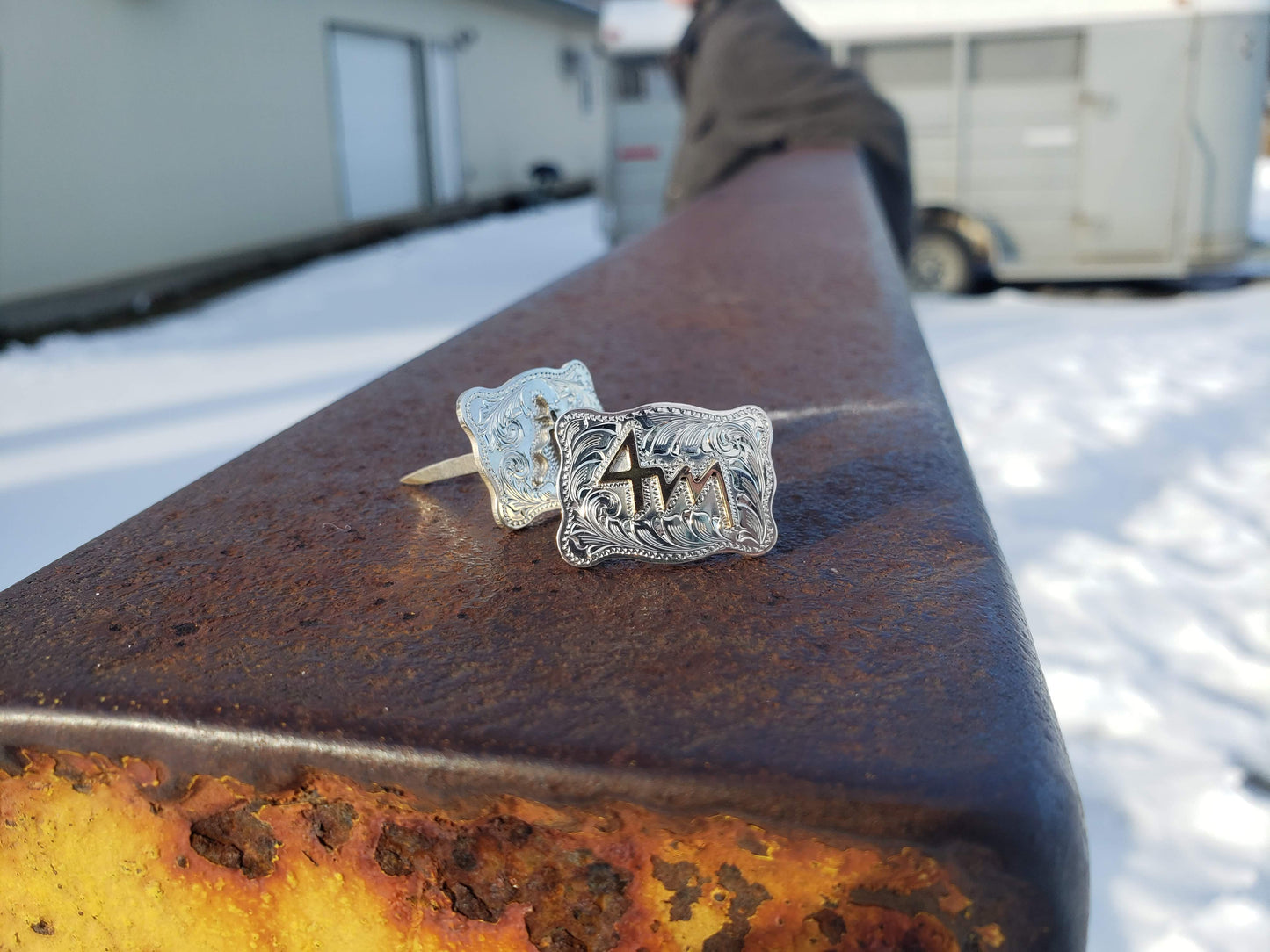 Sterling Silver Hat Pin Buckle, Custom Brand Hat Pin, Western Hat Pin, Cowboy Hat Pin Buckle