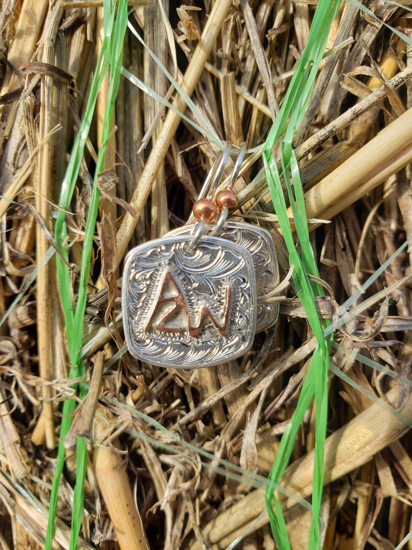 Custom Branded Sterling Silver Earrings, Personalized Jewelry, Copper Cattle Brand, Initial or Monogrammed Gift for Her